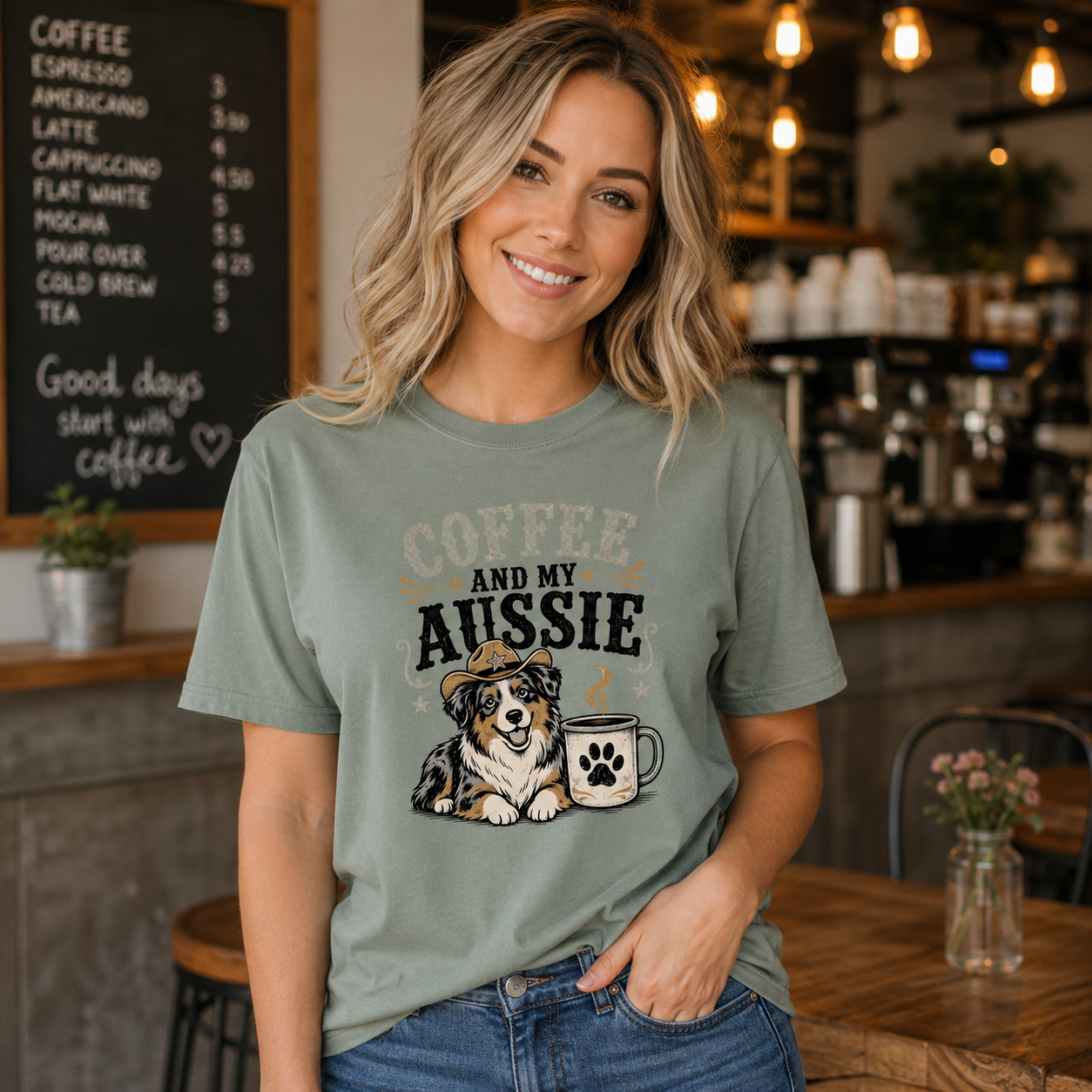 Coffee And My Aussie T-Shirt | Aussie Dog Lover Coffee Tee