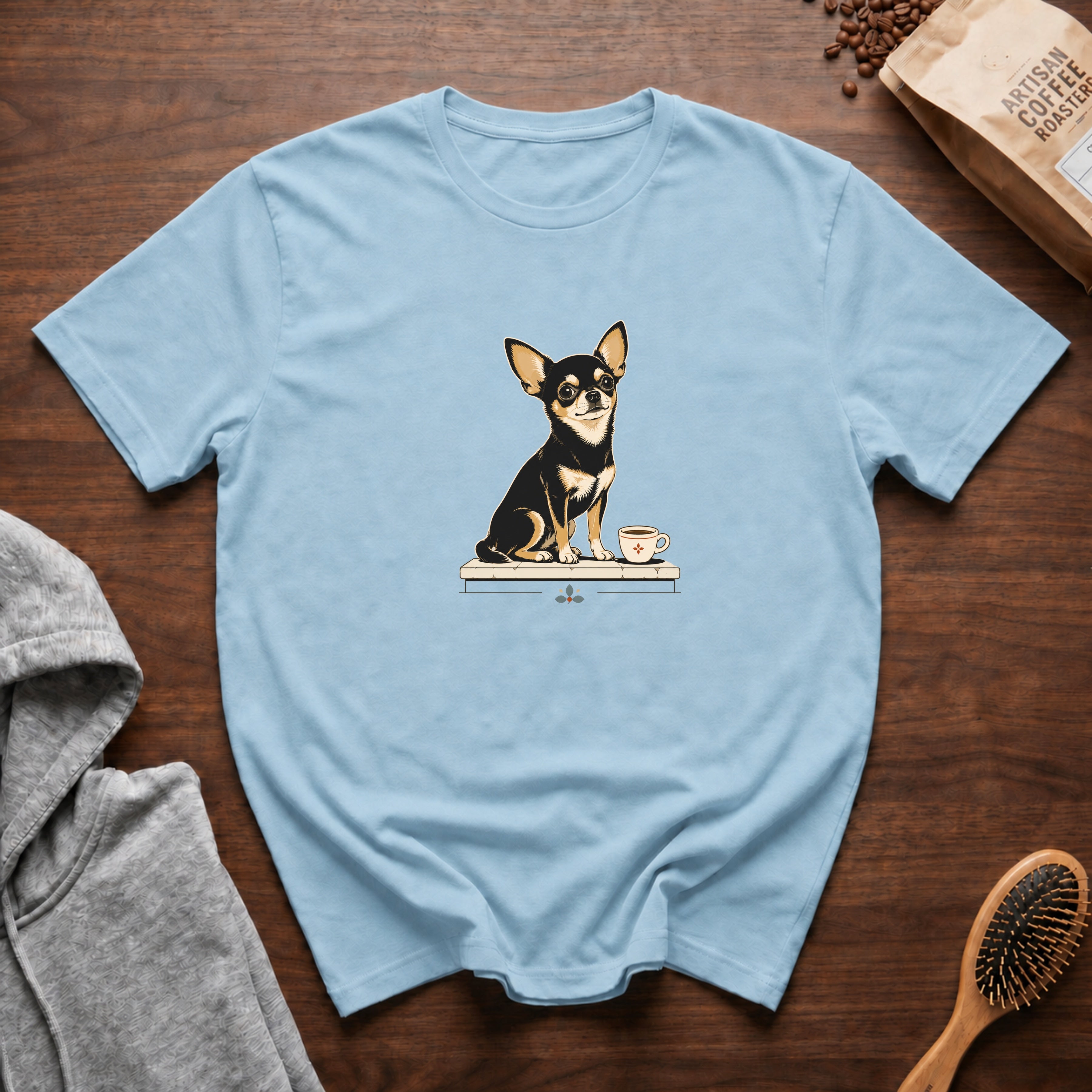 Chihuahua Tiny Roast Big Mood T-Shirt — Chambray