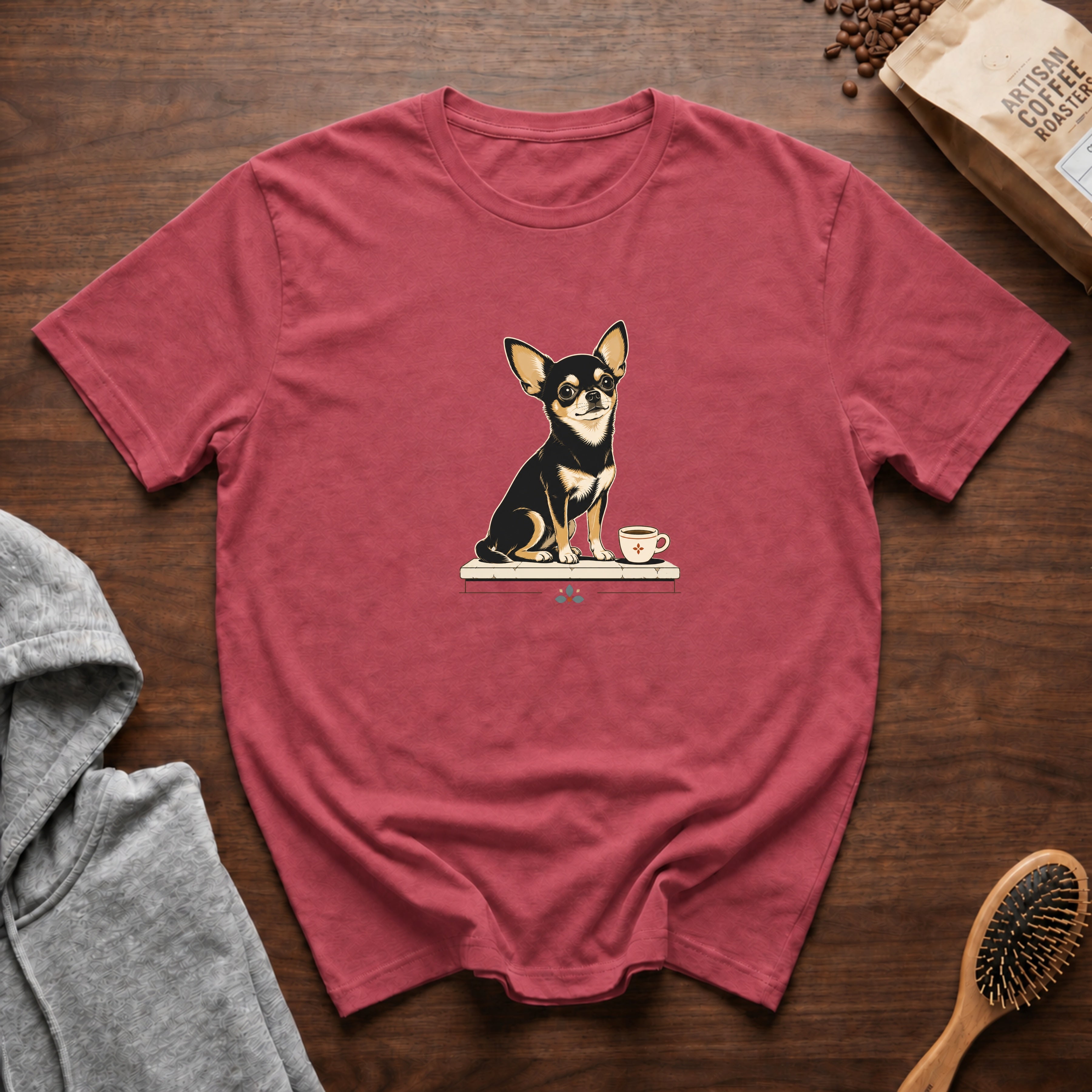 Chihuahua Tiny Roast Big Mood T-Shirt — Crimson