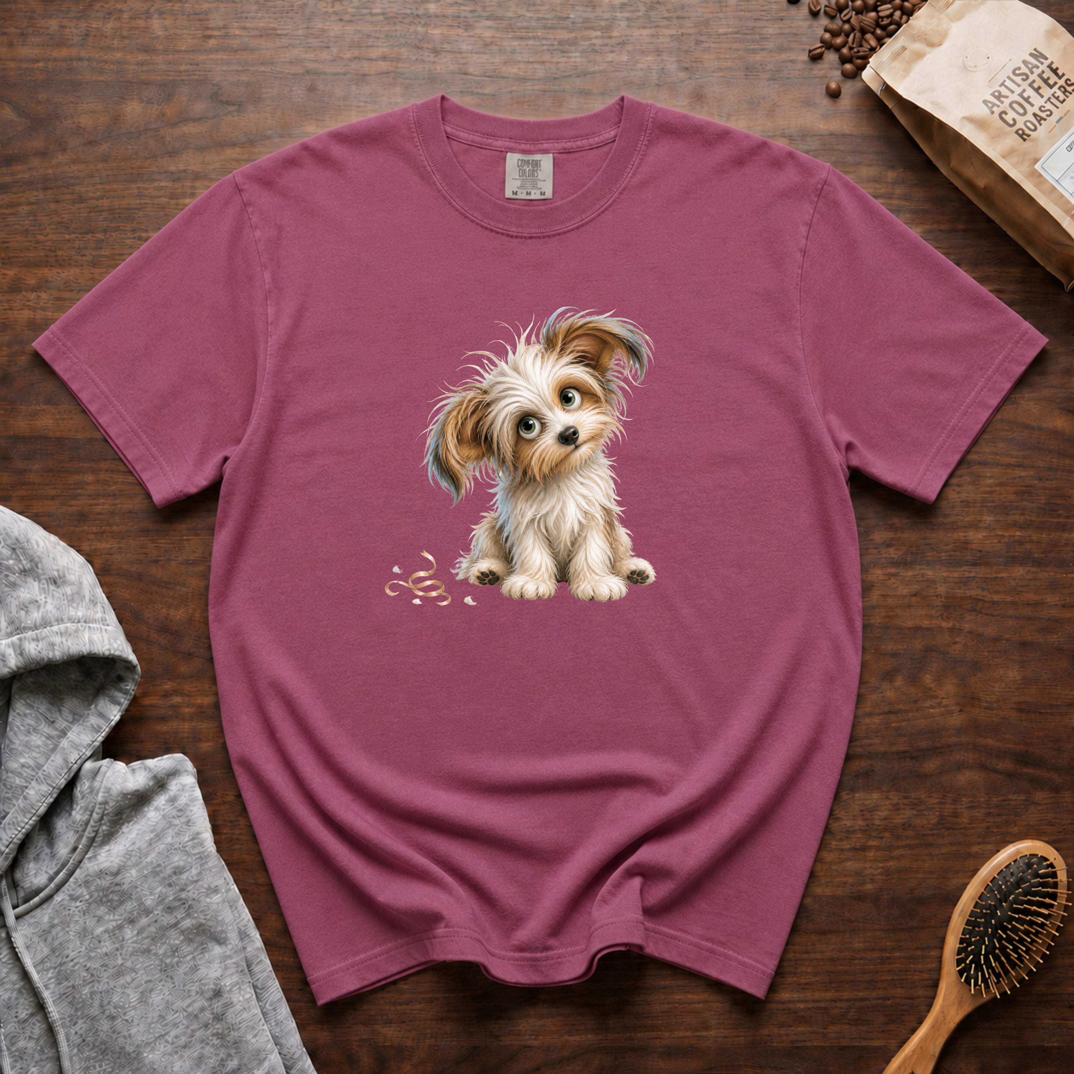 Chinese Crested Powderpuff T-Shirt — Berry