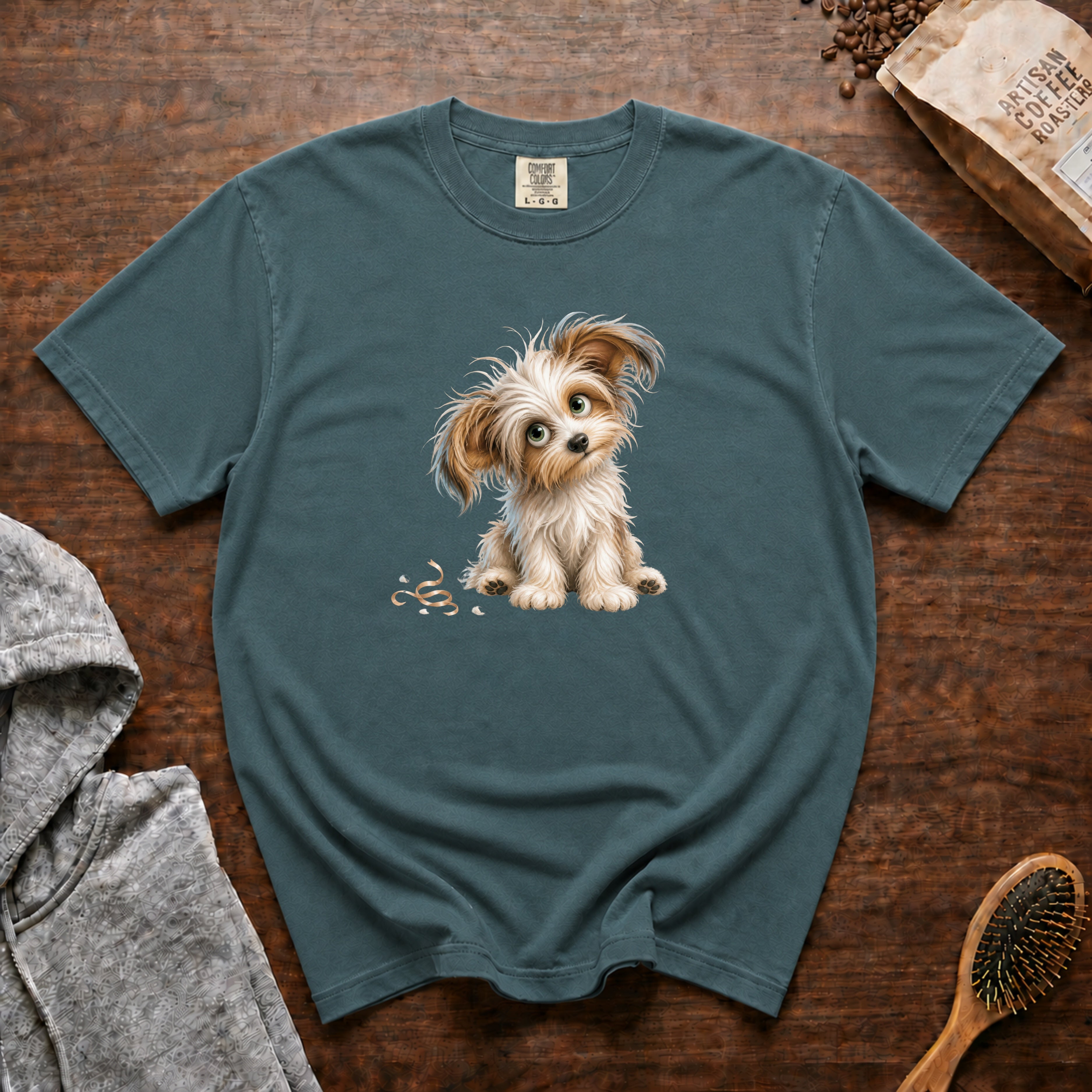 Chinese Crested Powderpuff T-Shirt — Blue Spruce