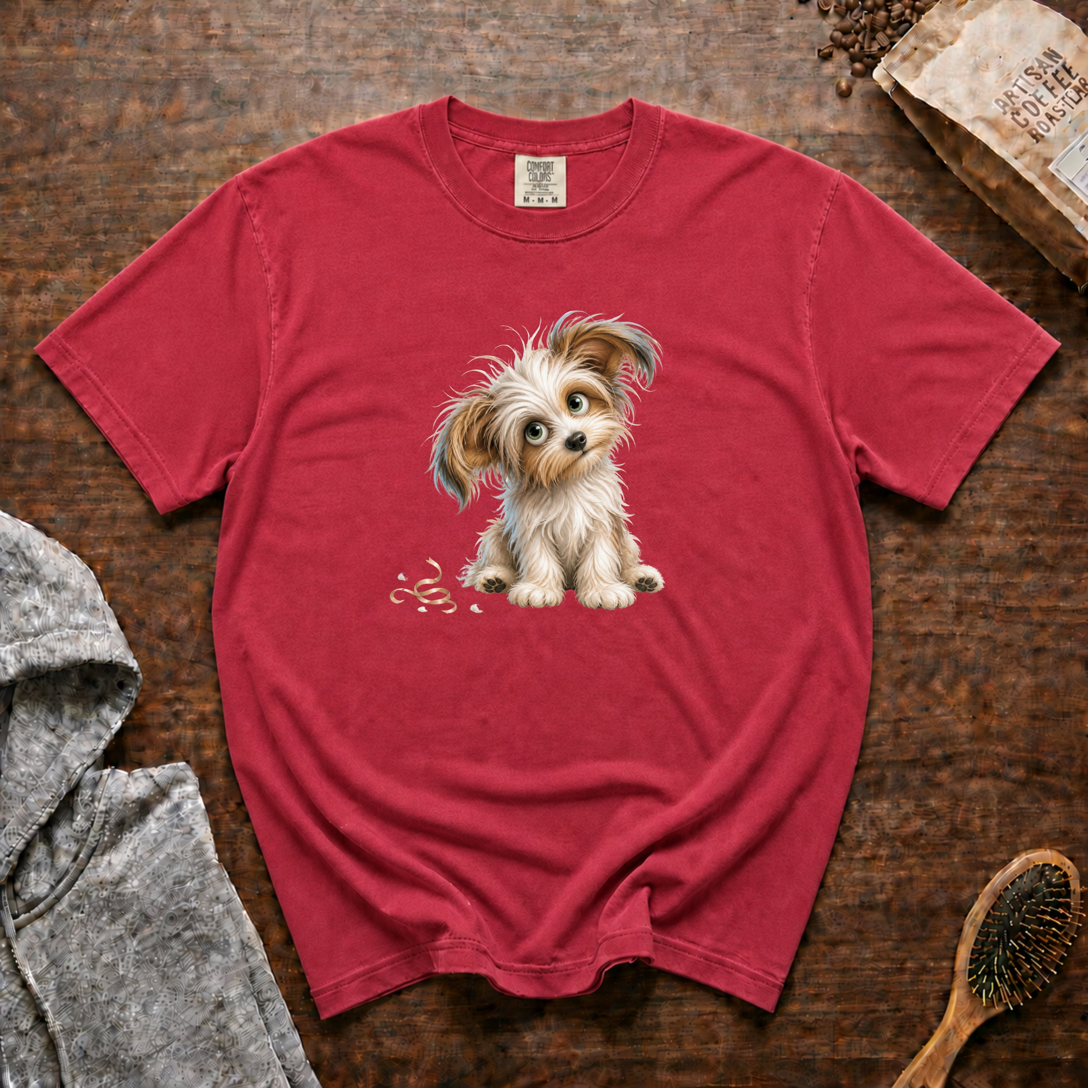 Chinese Crested Powderpuff T-Shirt — Crimson