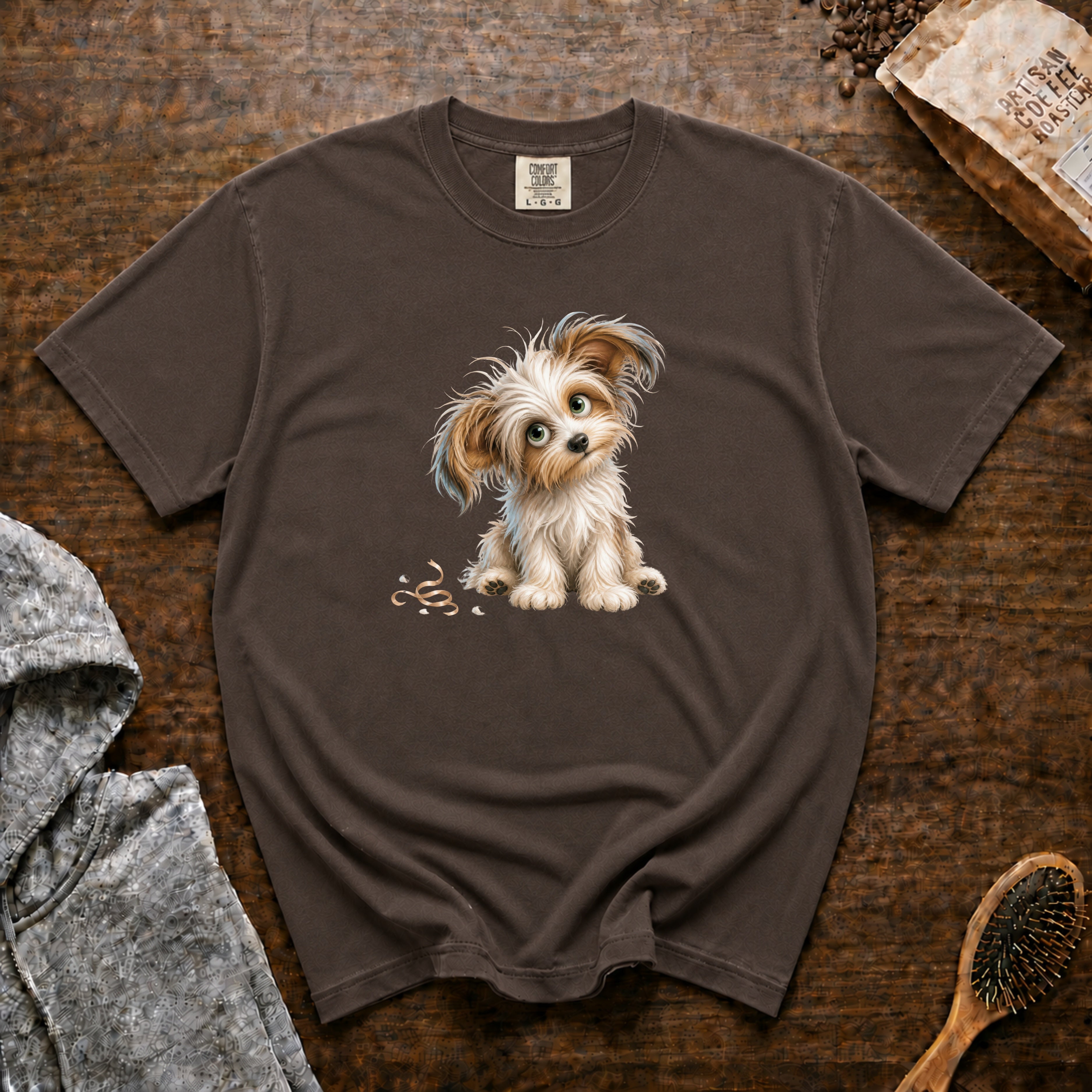 Chinese Crested Powderpuff T-Shirt — Espresso