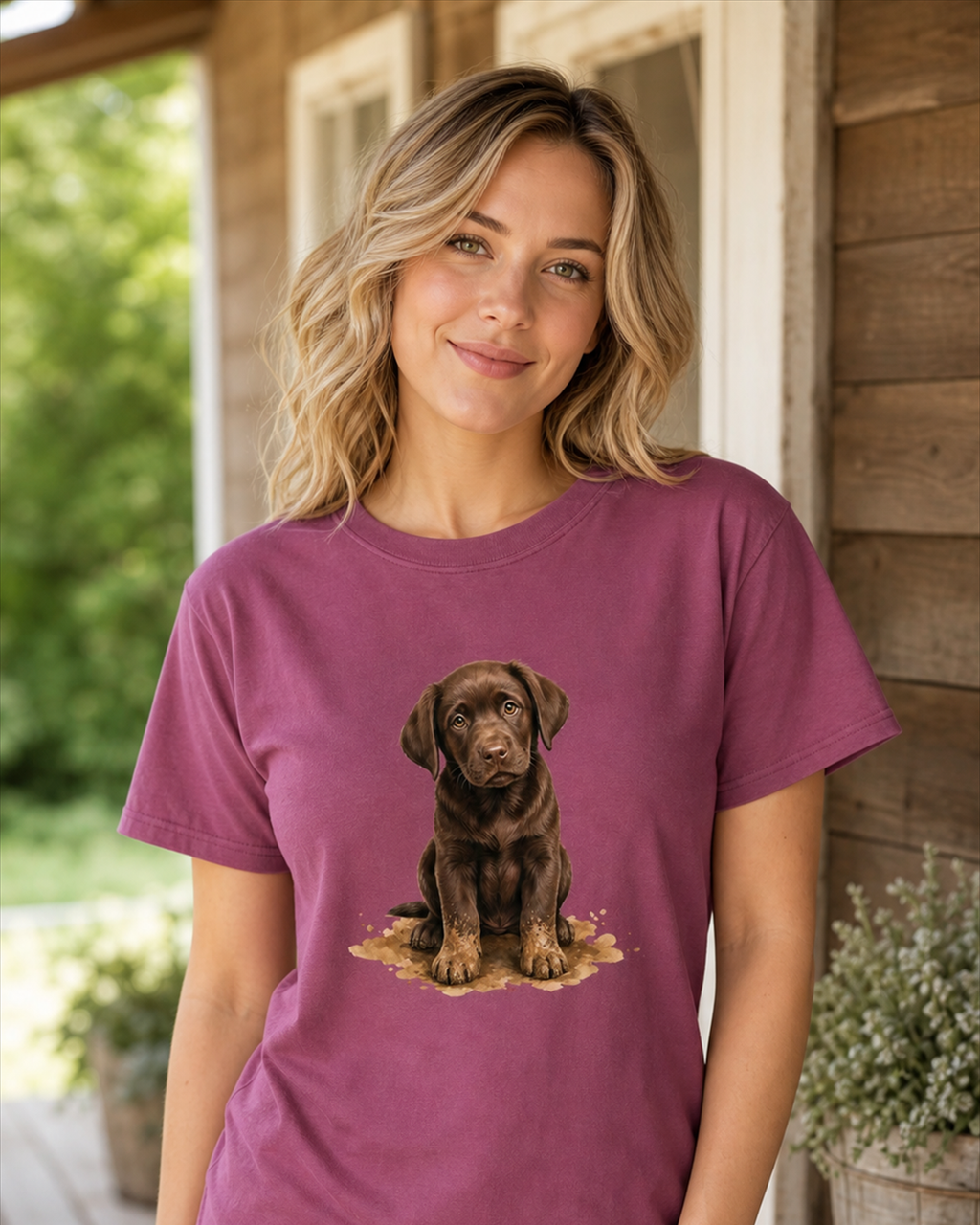 Chocolate Lab Muddy Paws T-Shirt | Chocolate Lab Dog Lover Tee