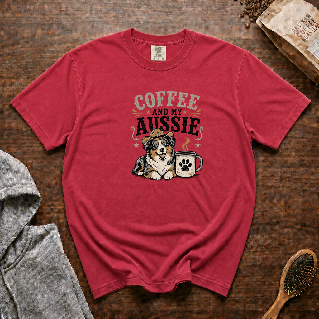 Coffee And My Aussie T-Shirt — Crimson