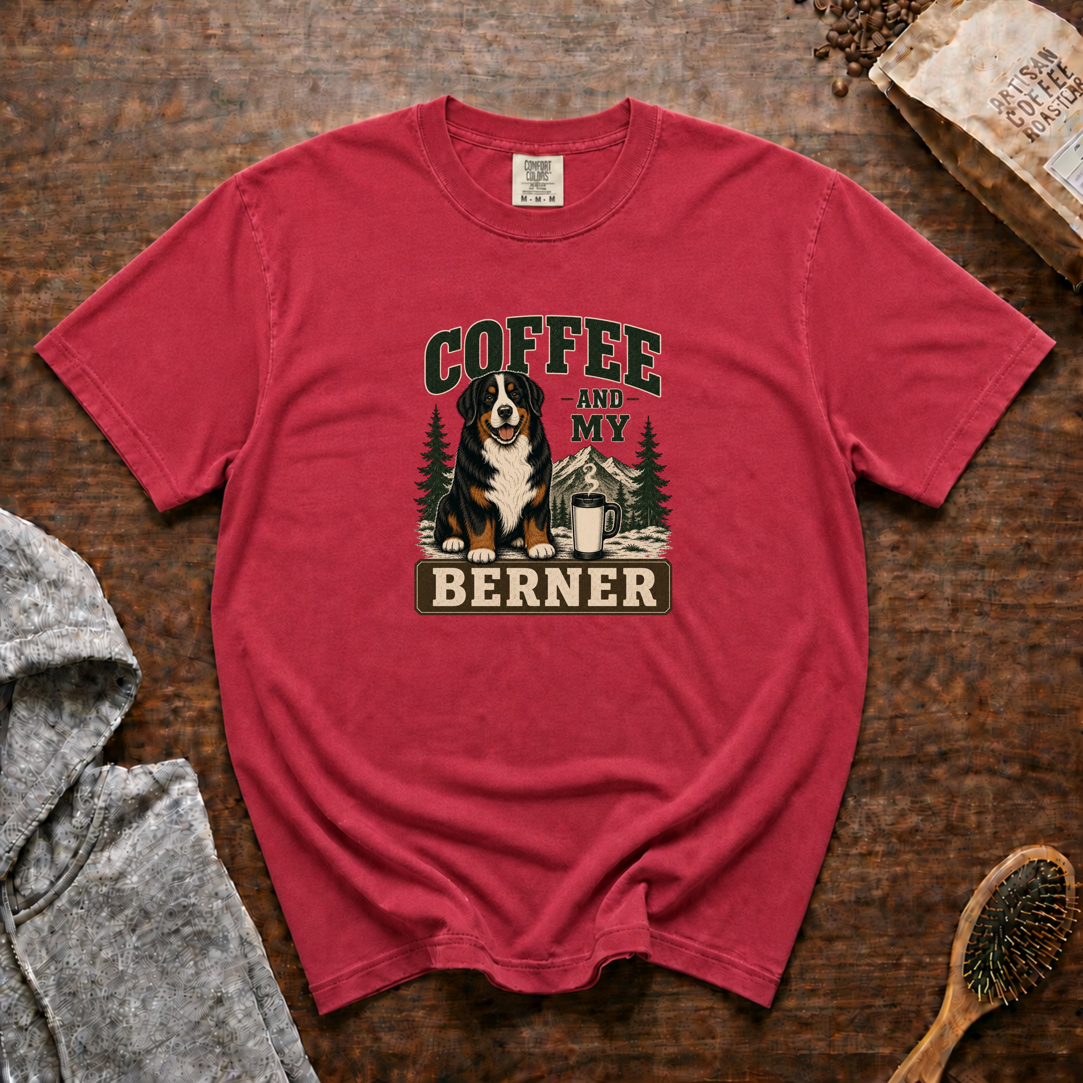 Coffee And My Berner 1 T-Shirt — Crimson