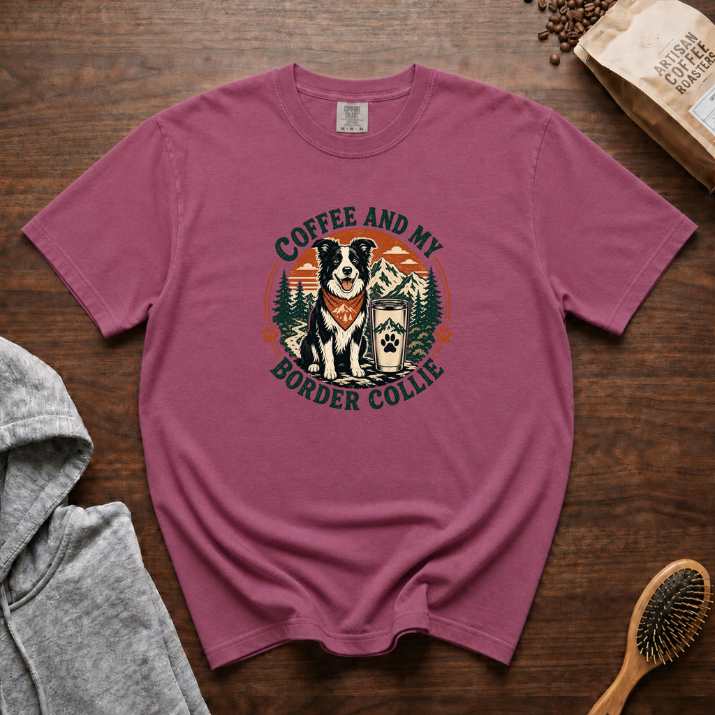 Coffee And My Border Collie T-Shirt — Berry