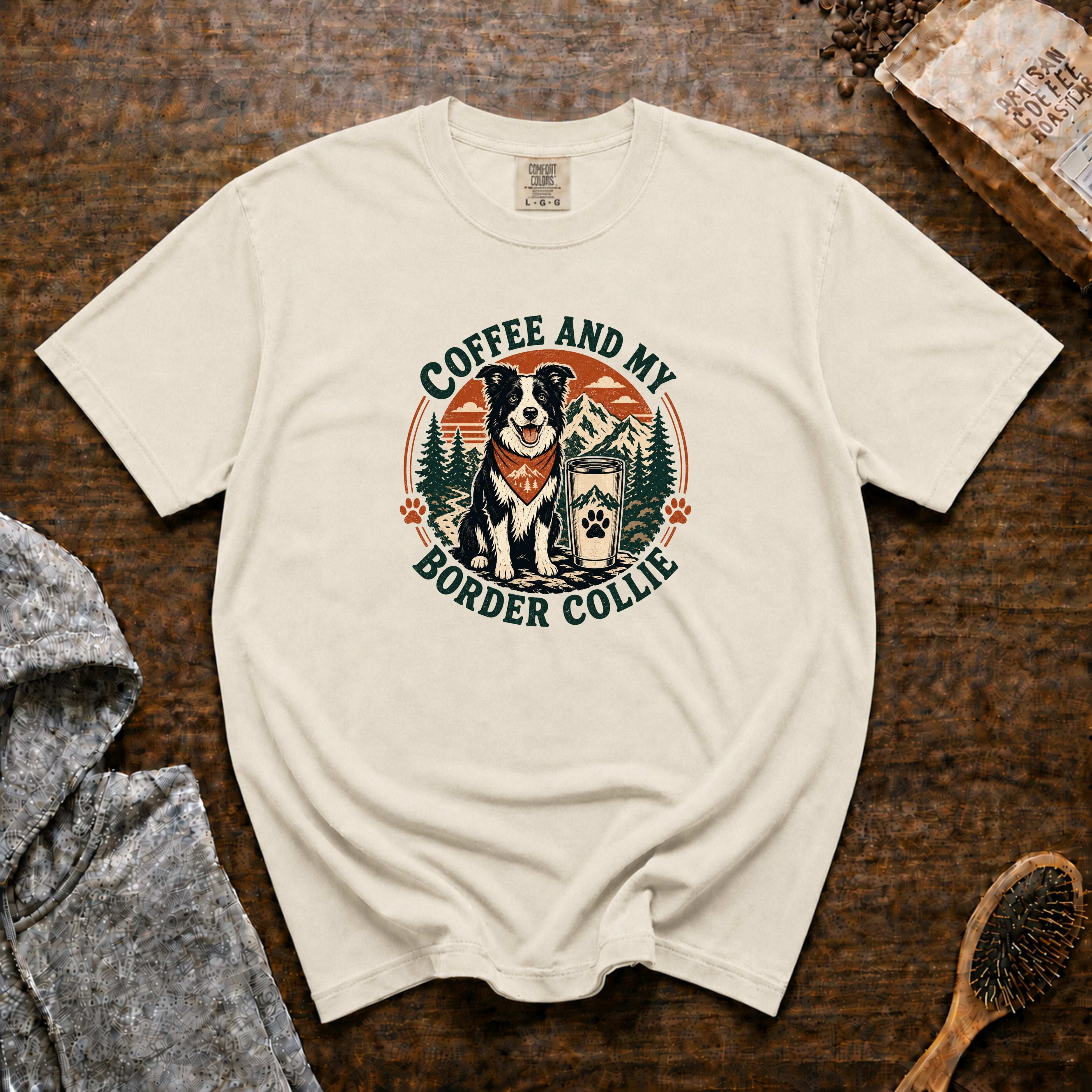 Coffee And My Border Collie T-Shirt — Ivory
