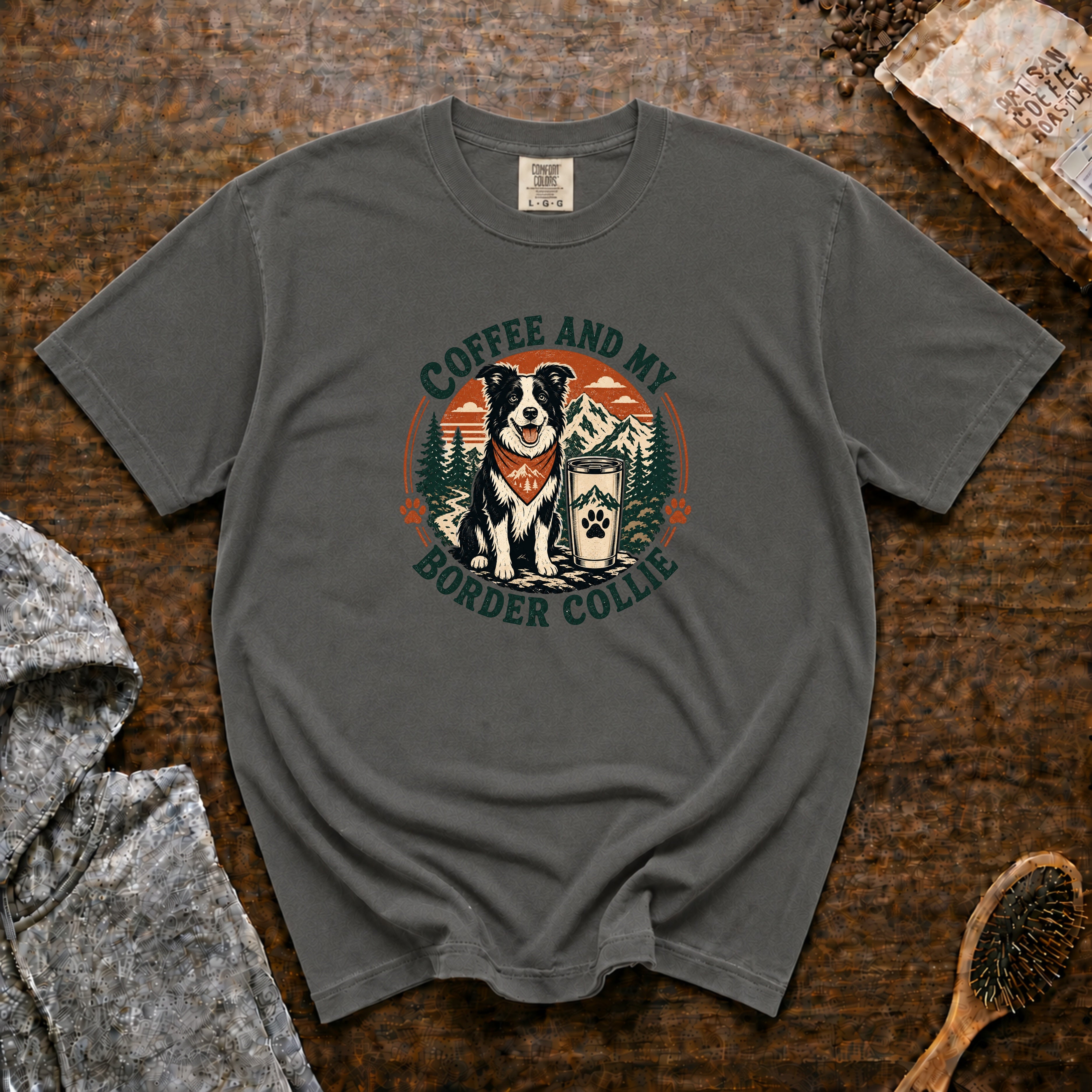 Coffee And My Border Collie T-Shirt — Pepper