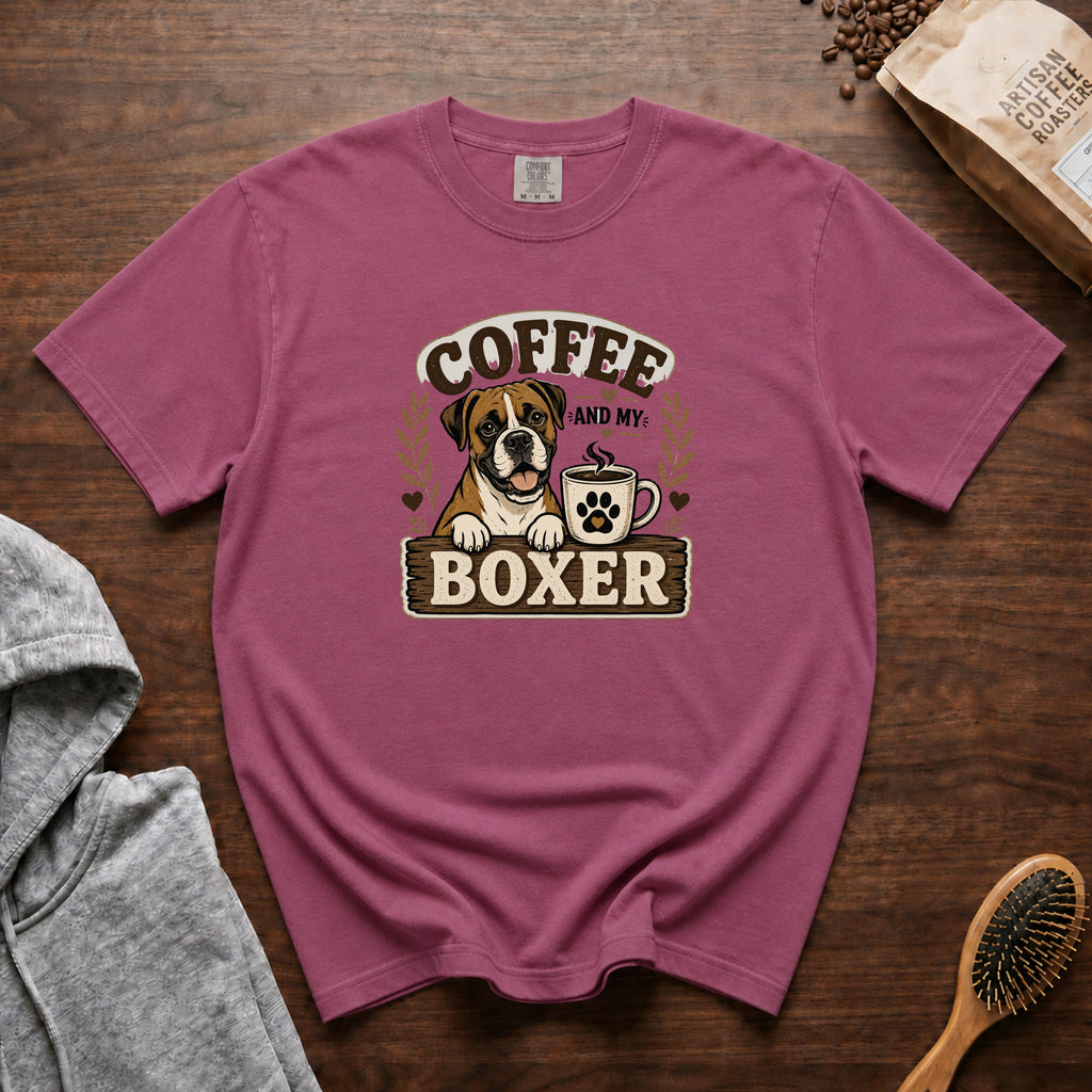 Coffee And My Boxer T-Shirt — Berry