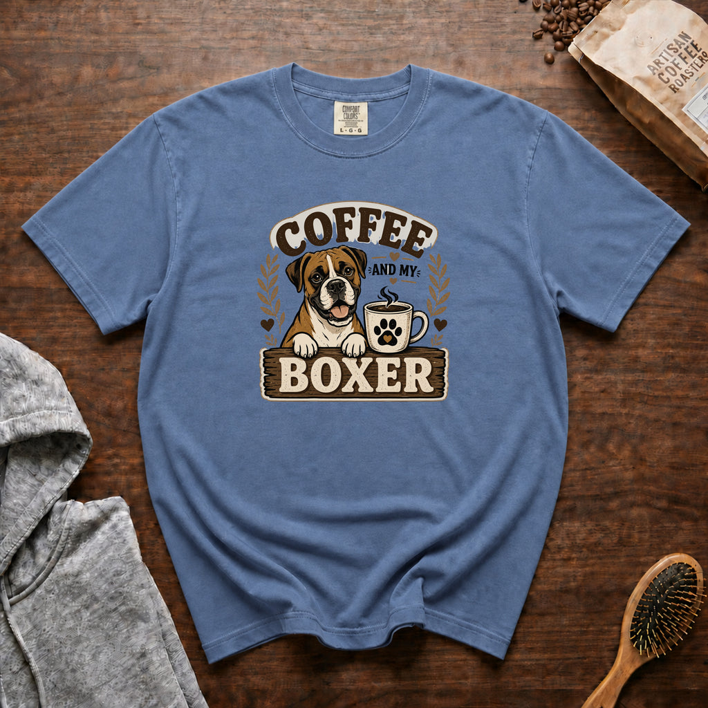 Coffee And My Boxer T-Shirt — Blue Jean