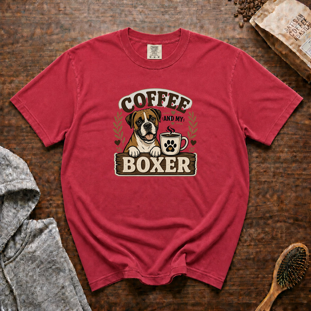 Coffee And My Boxer T-Shirt — Crimson