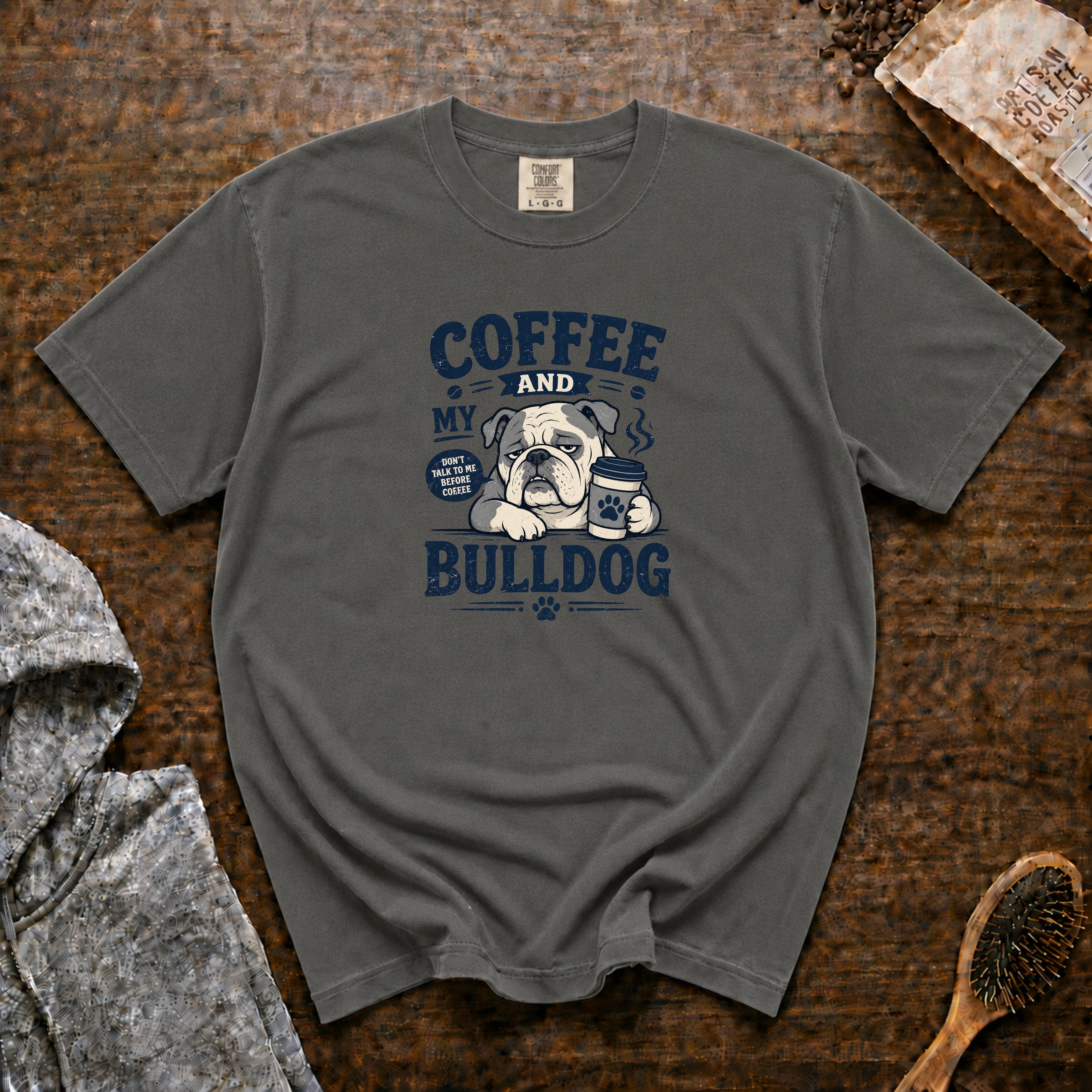 Coffee And My Bulldog T-Shirt — Pepper
