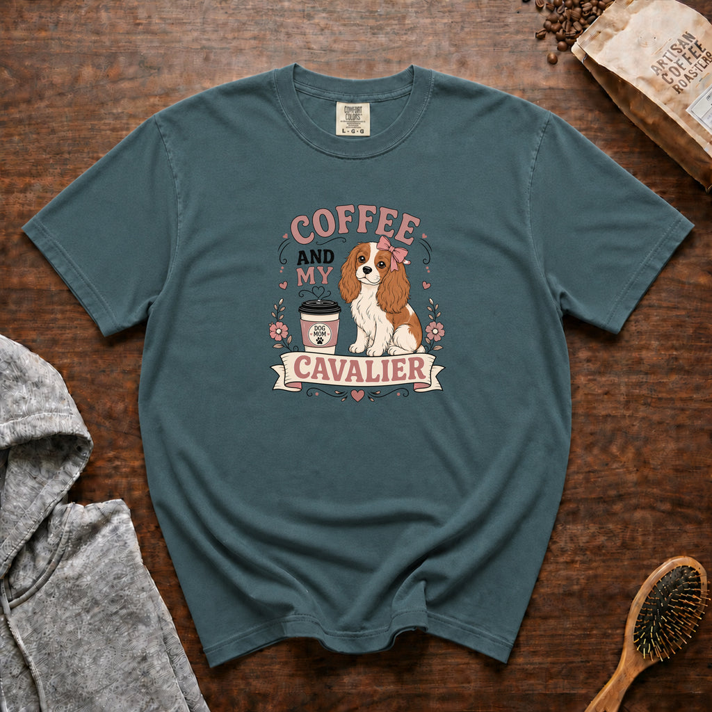 Coffee And My Cavalier T-Shirt — Blue Spruce