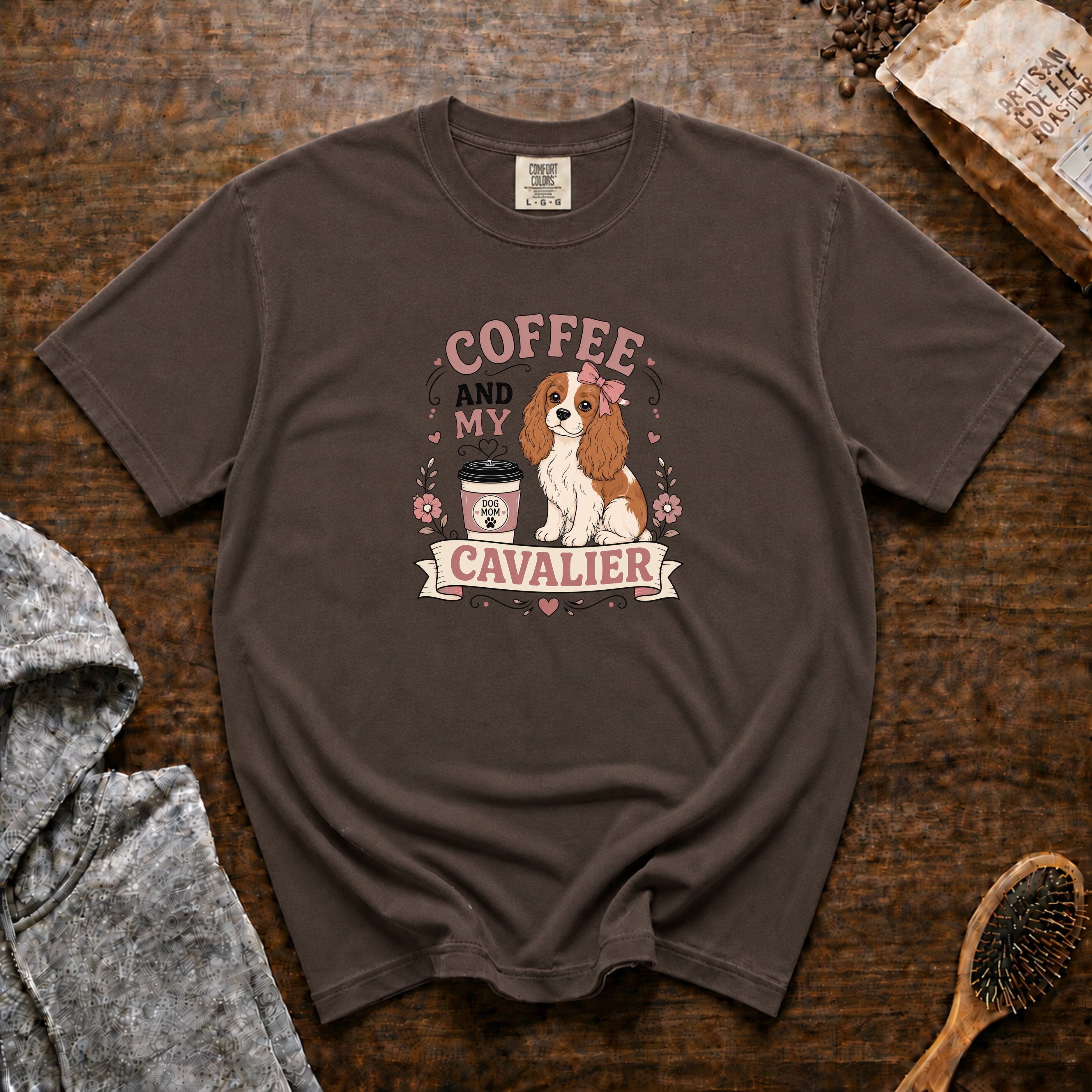Coffee And My Cavalier T-Shirt — Espresso