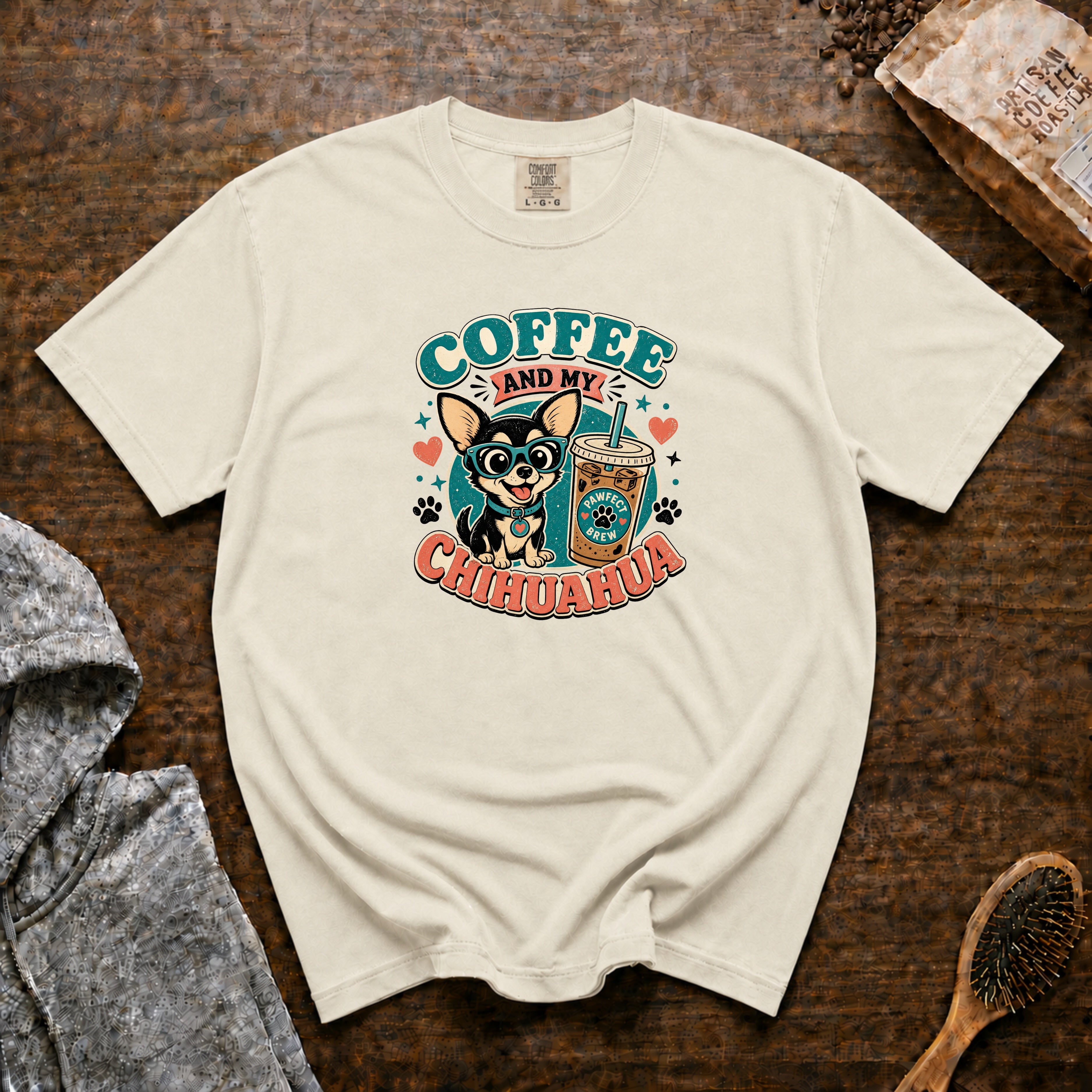 Coffee And My Chihuahua T-Shirt — Ivory
