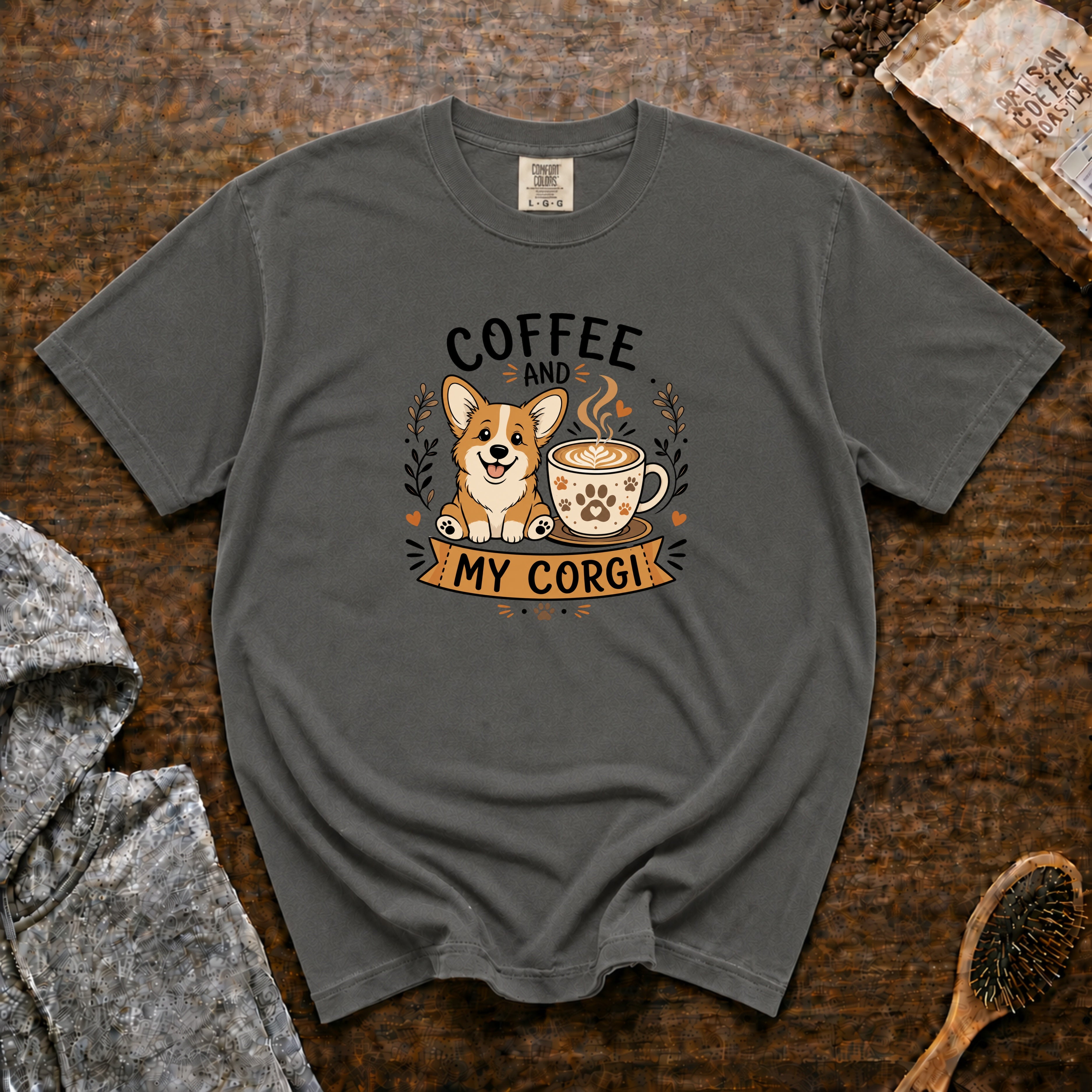 Coffee And My Corgi T-Shirt — Pepper