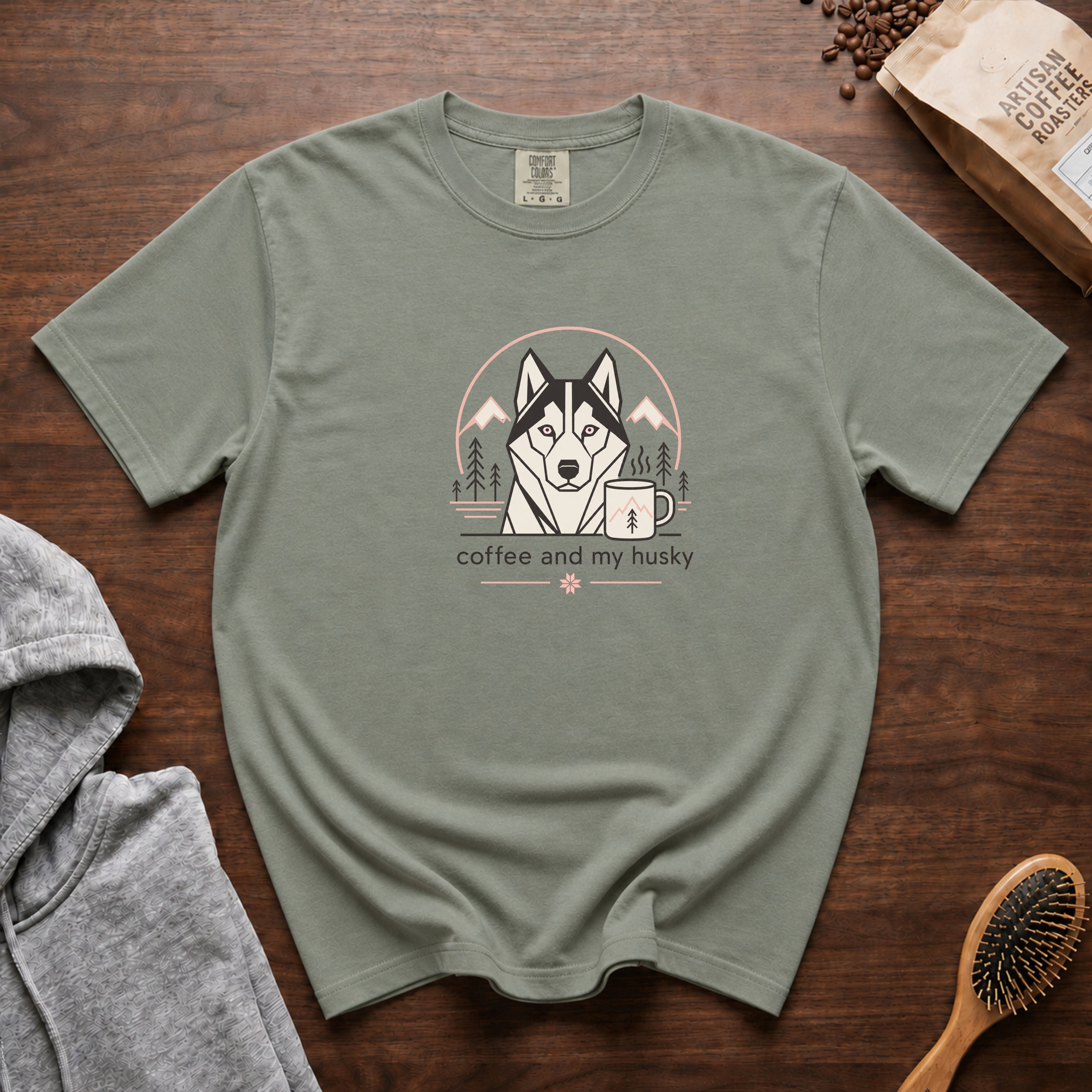 Coffee And My Husky (2) T-Shirt — Bay