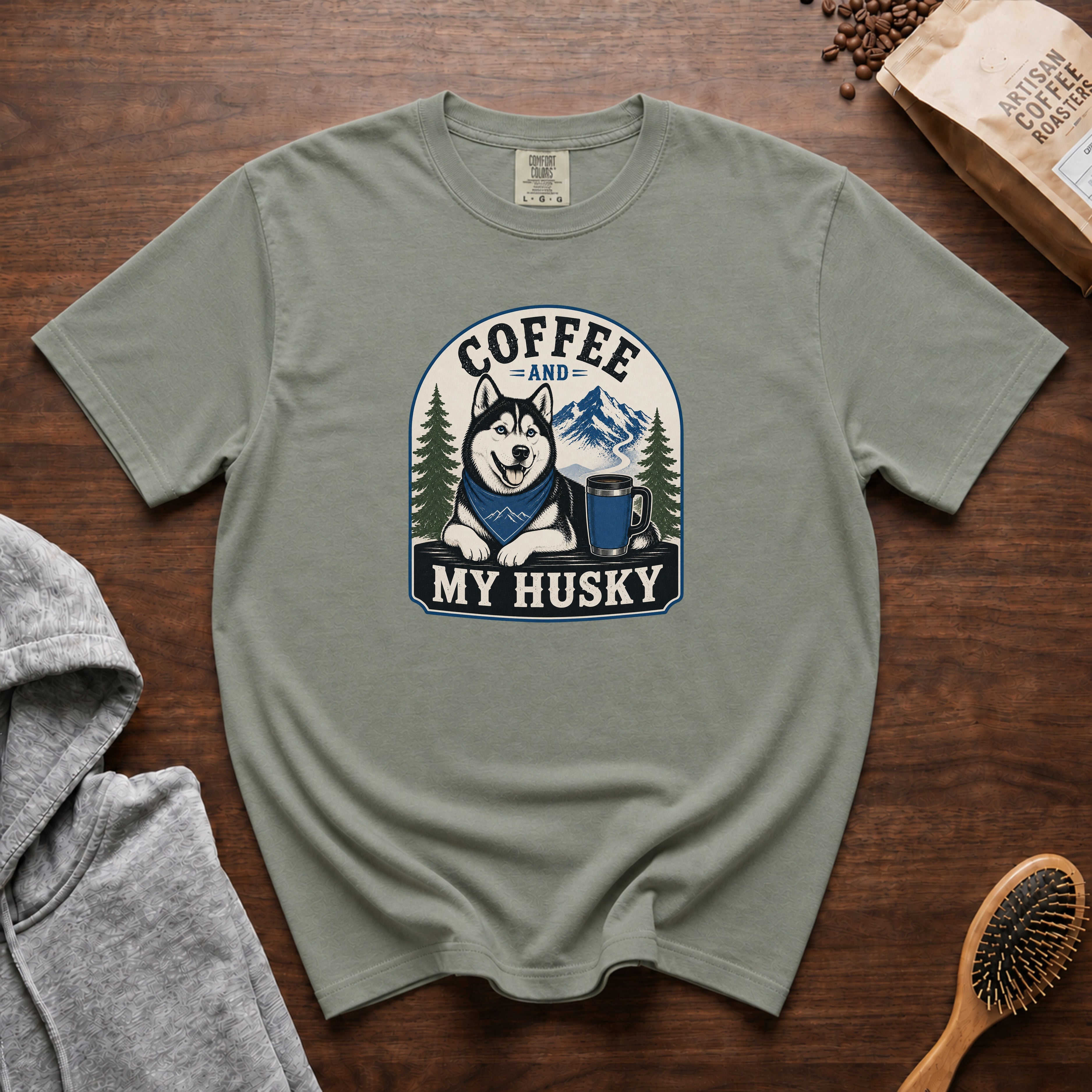 Coffee And My Husky T-Shirt — Bay