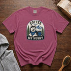 Coffee And My Husky T-Shirt — Berry