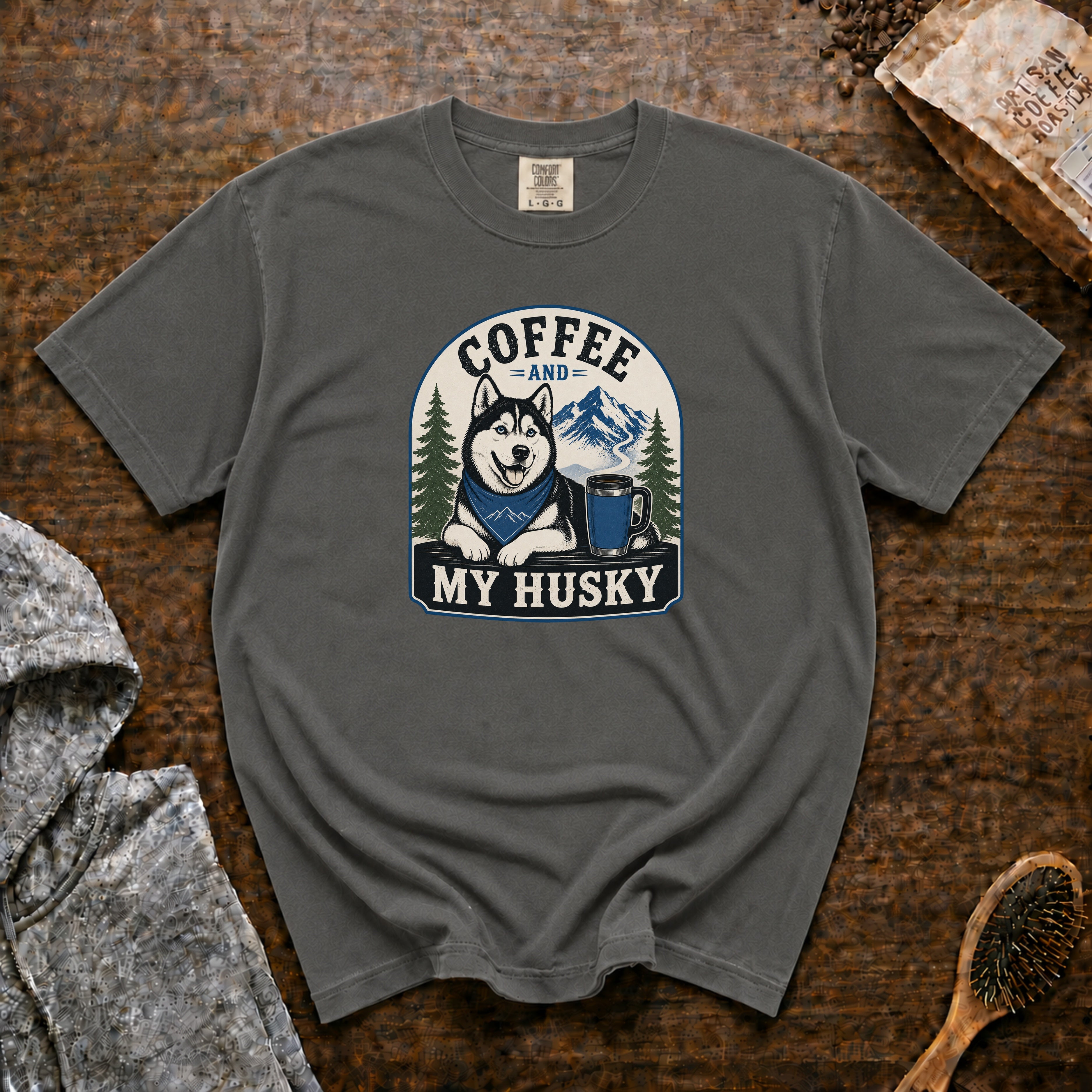 Coffee And My Husky T-Shirt — Pepper