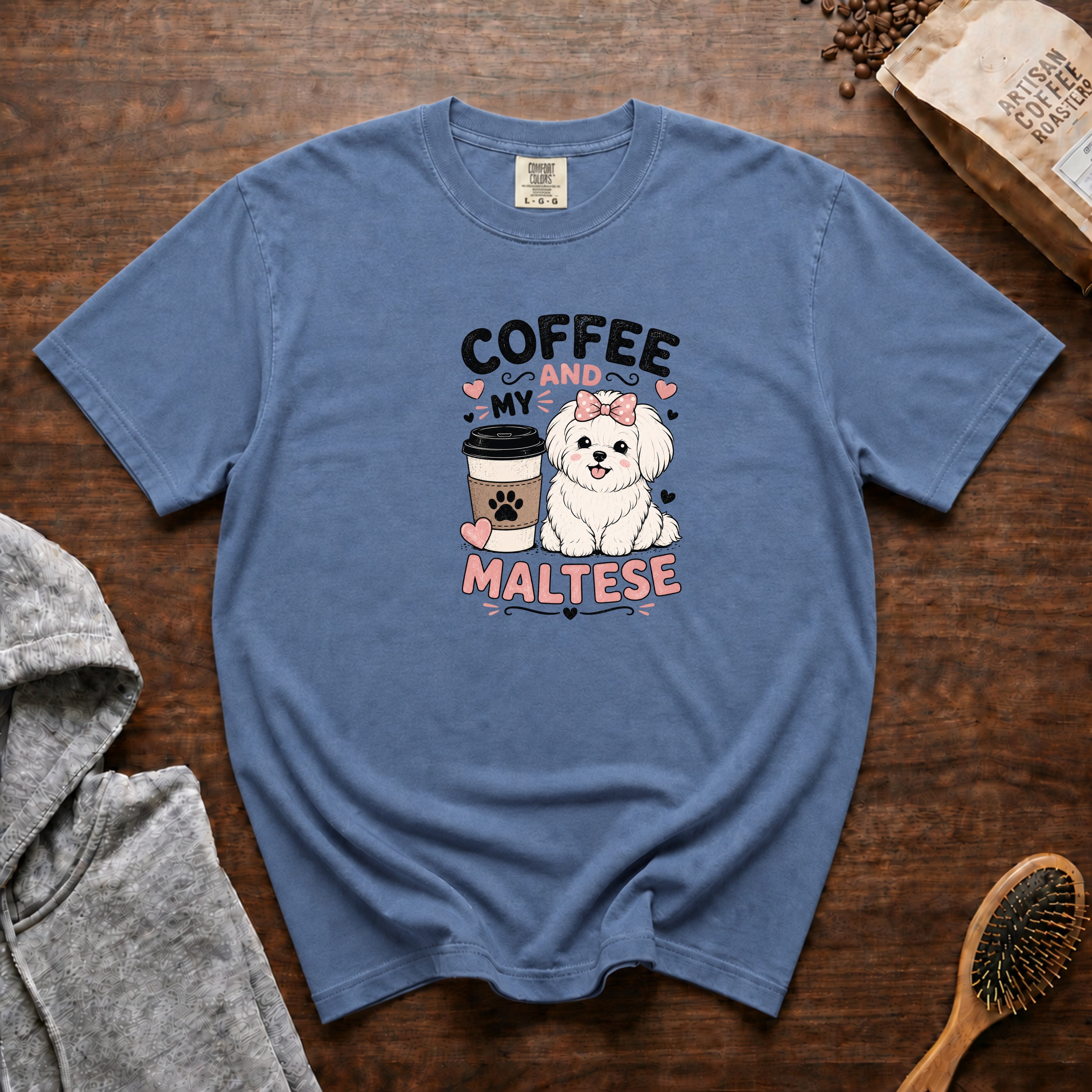 Coffee And My Maltese T-Shirt — Blue Jean