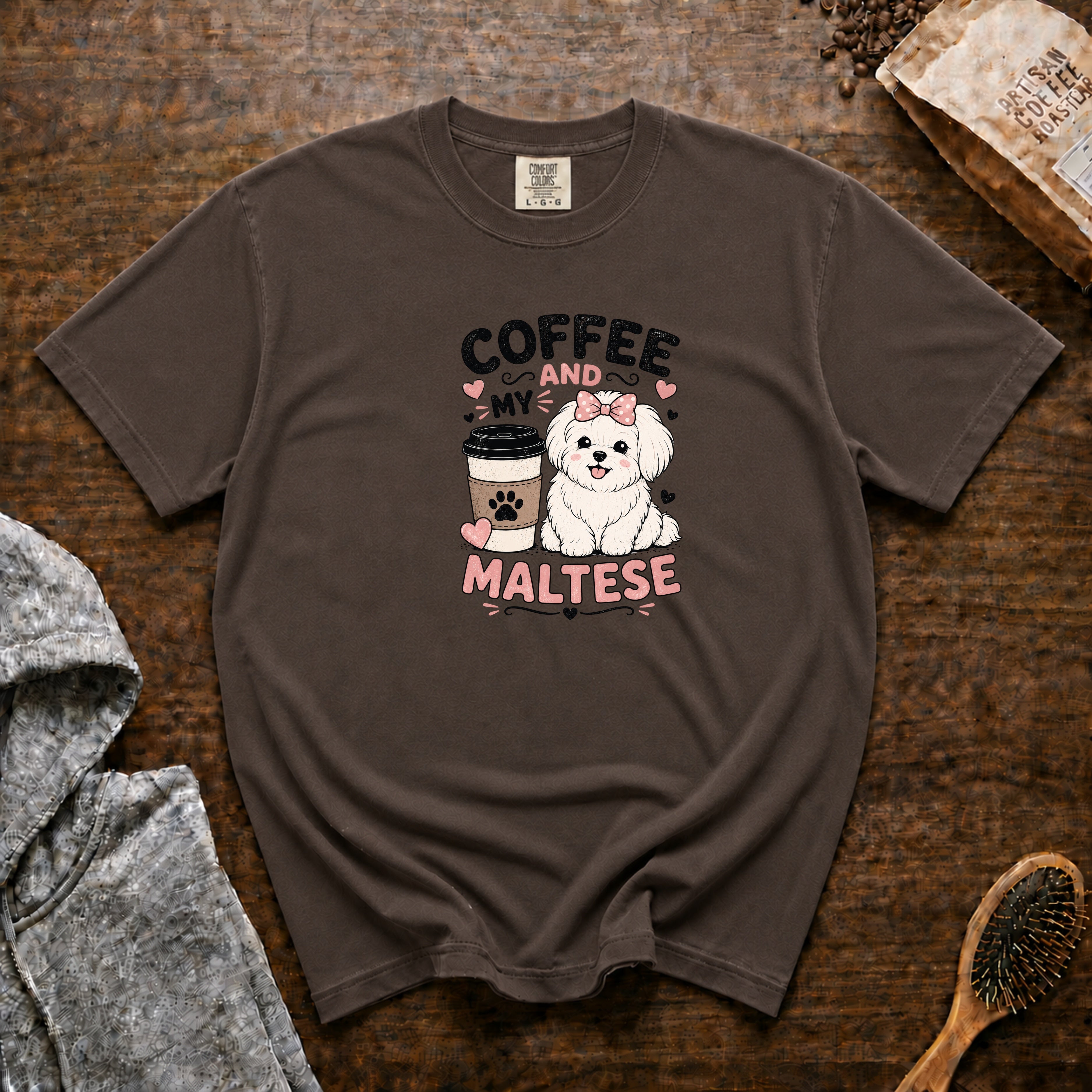 Coffee And My Maltese T-Shirt — Espresso