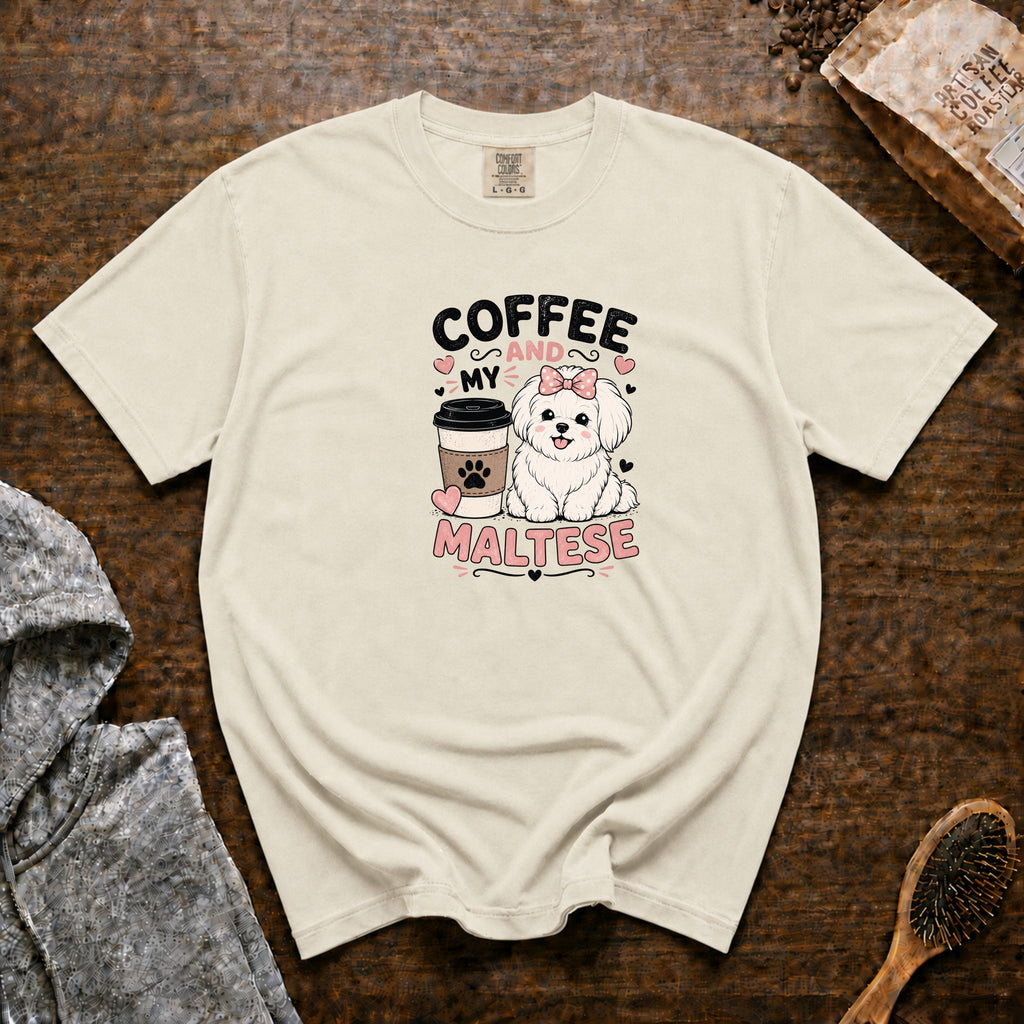 Coffee And My Maltese T-Shirt — Ivory