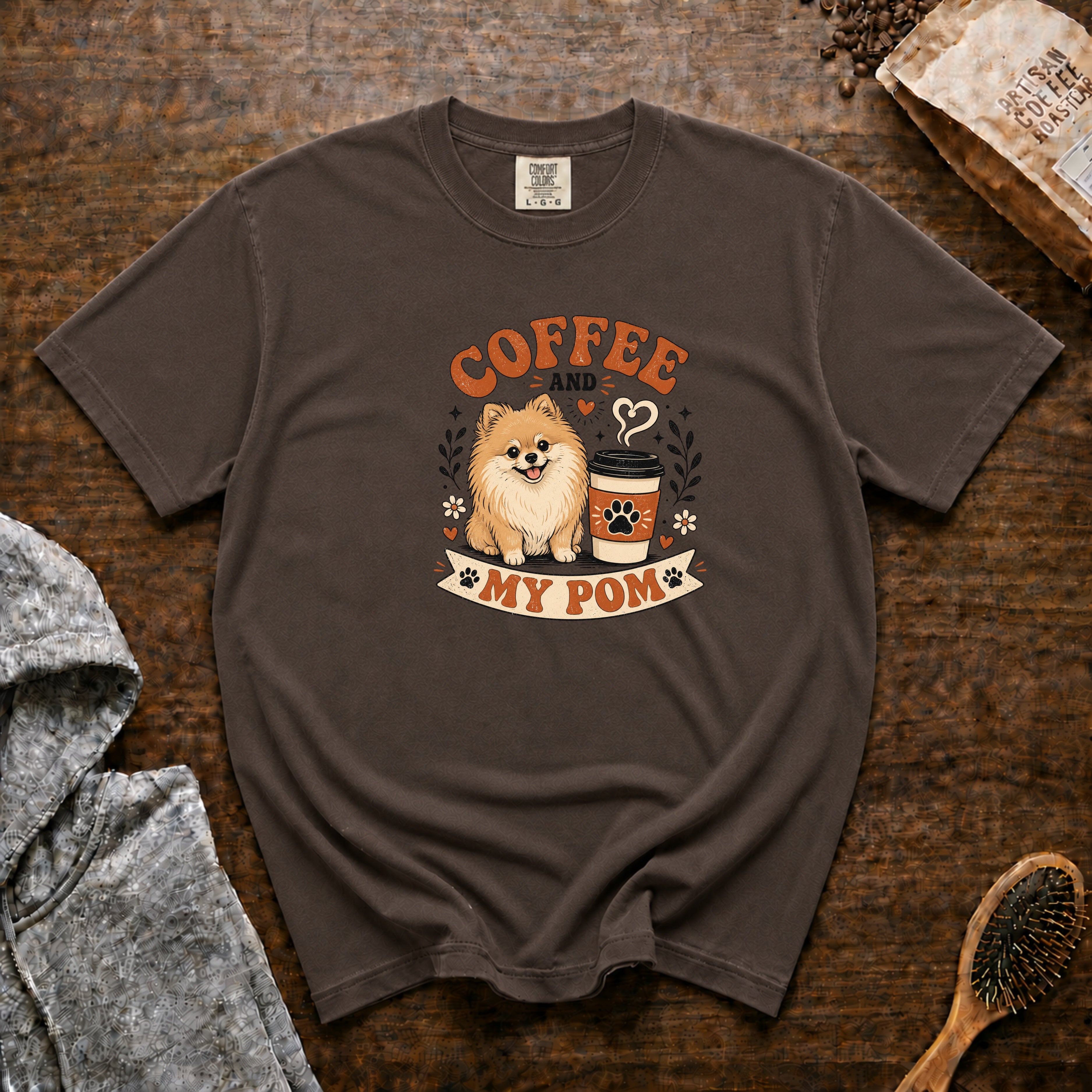 Coffee And My Pom T-Shirt — Espresso