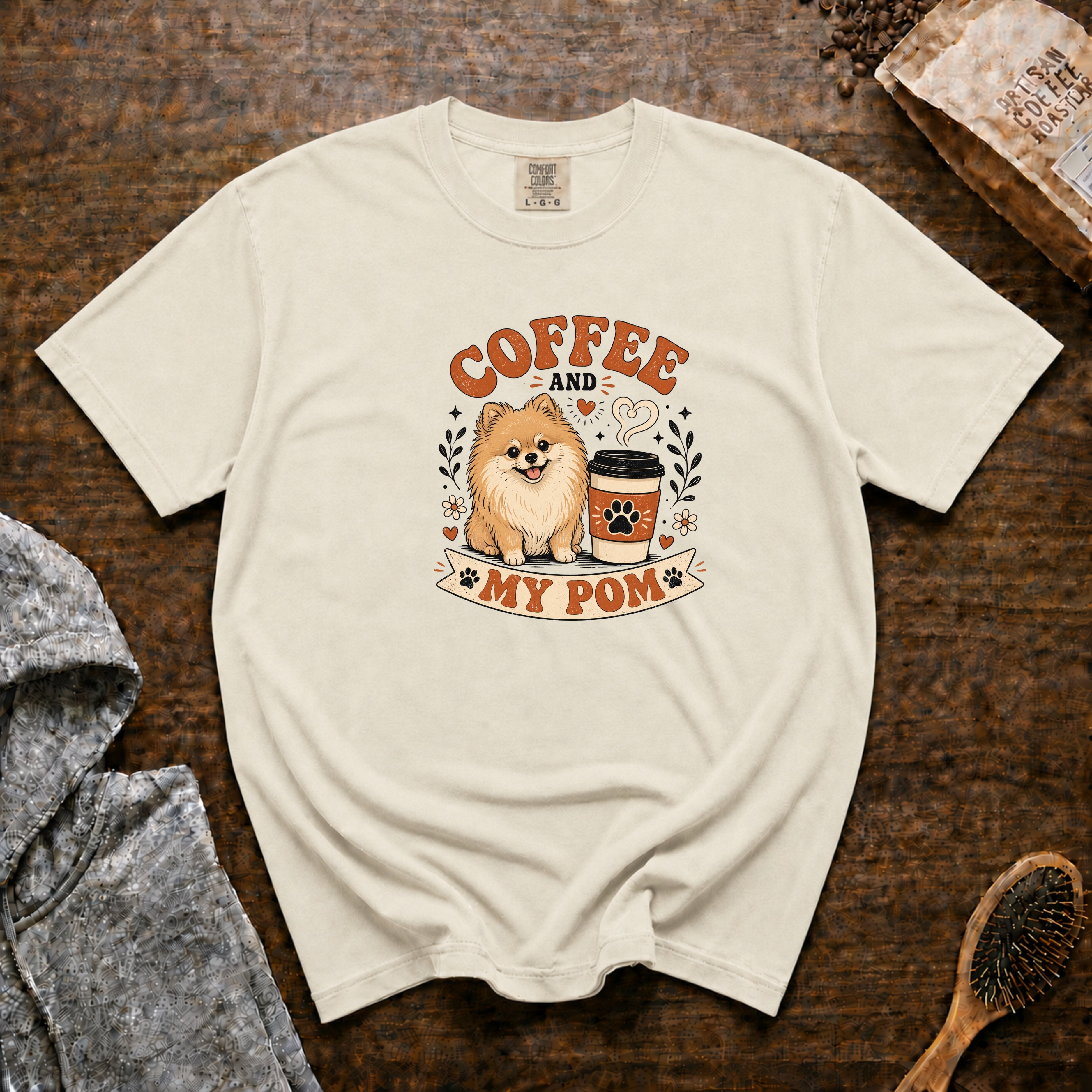 Coffee And My Pom T-Shirt — Ivory