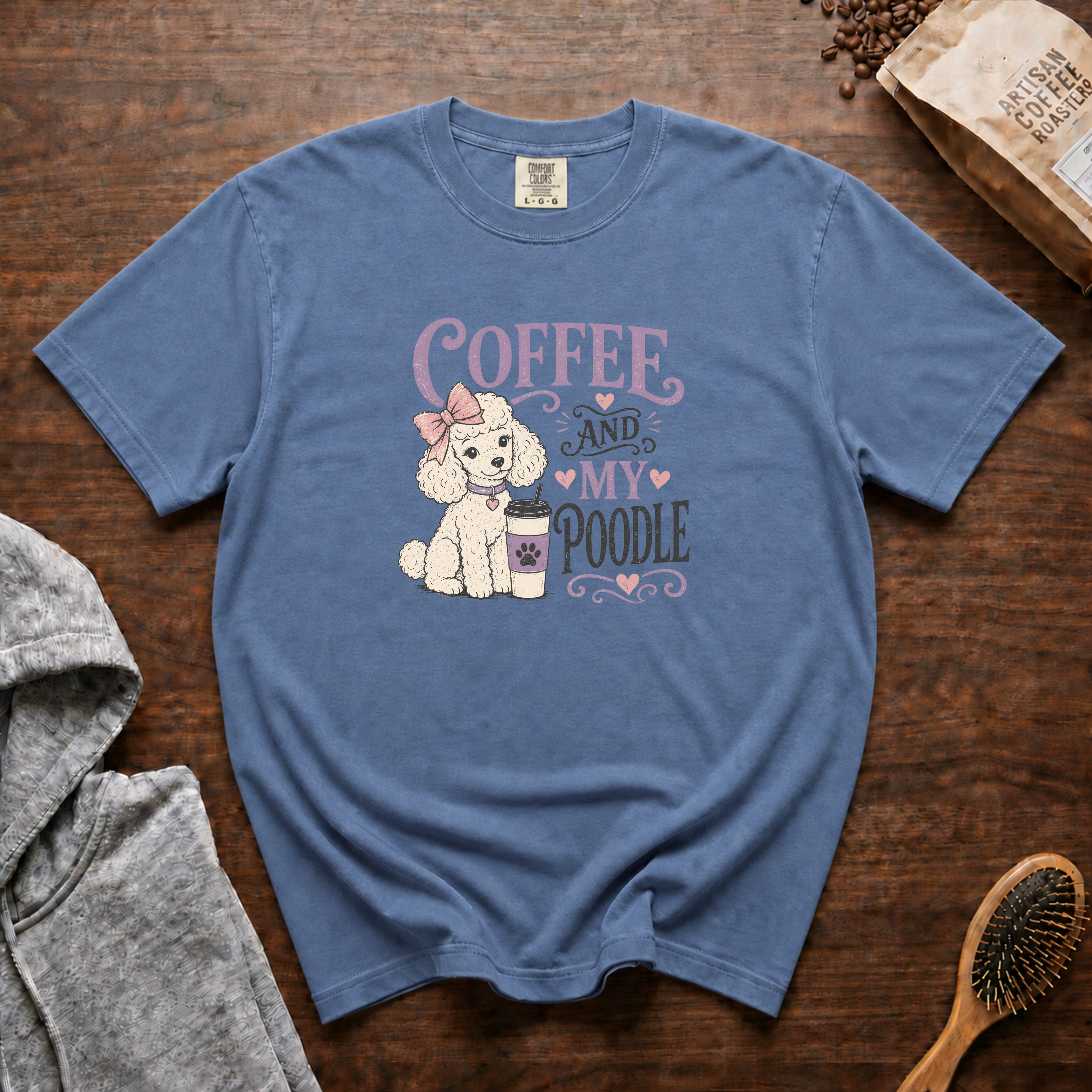 Coffee And My Poodle T-Shirt — Blue Jean