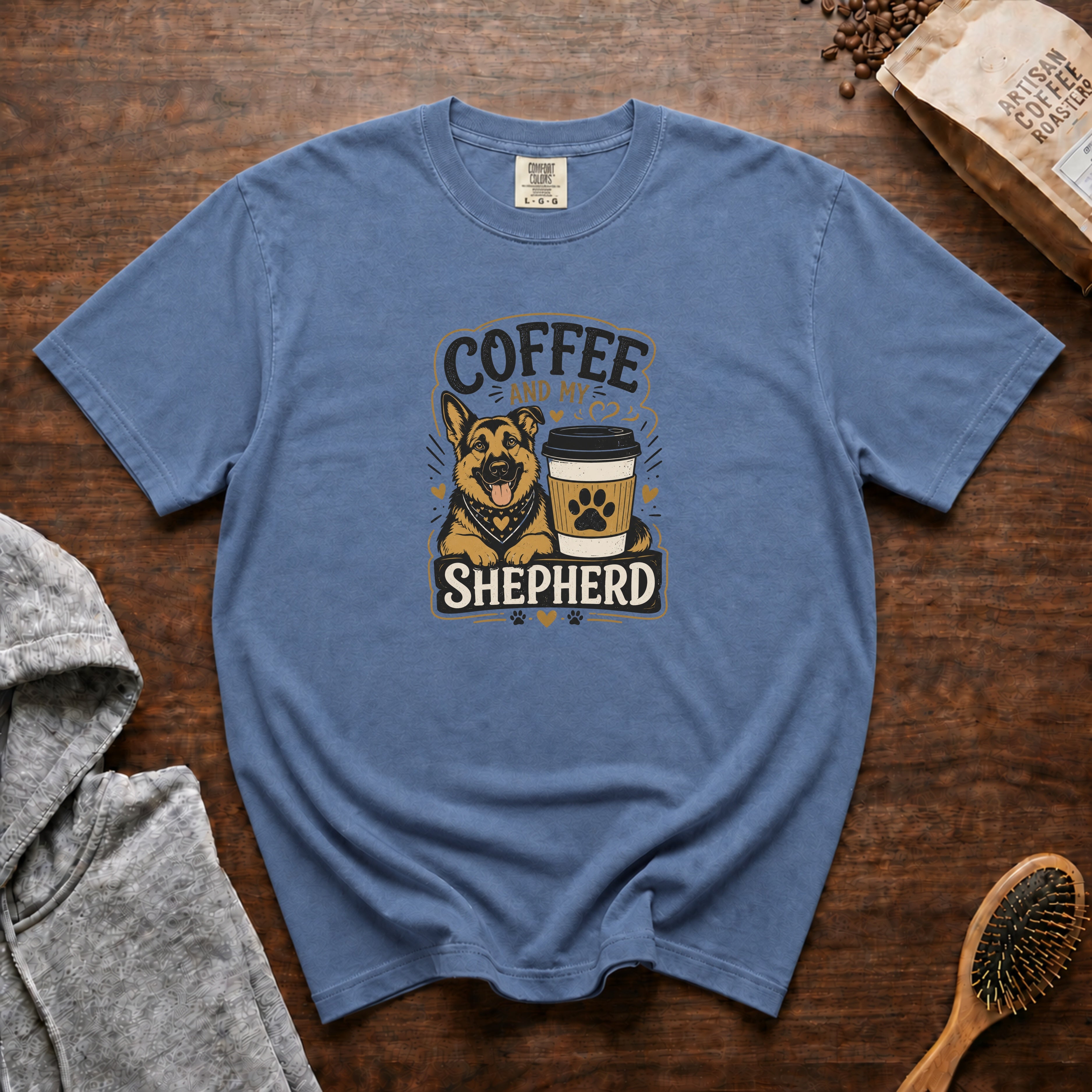 Coffee And My Shepherd T-Shirt — Blue Jean