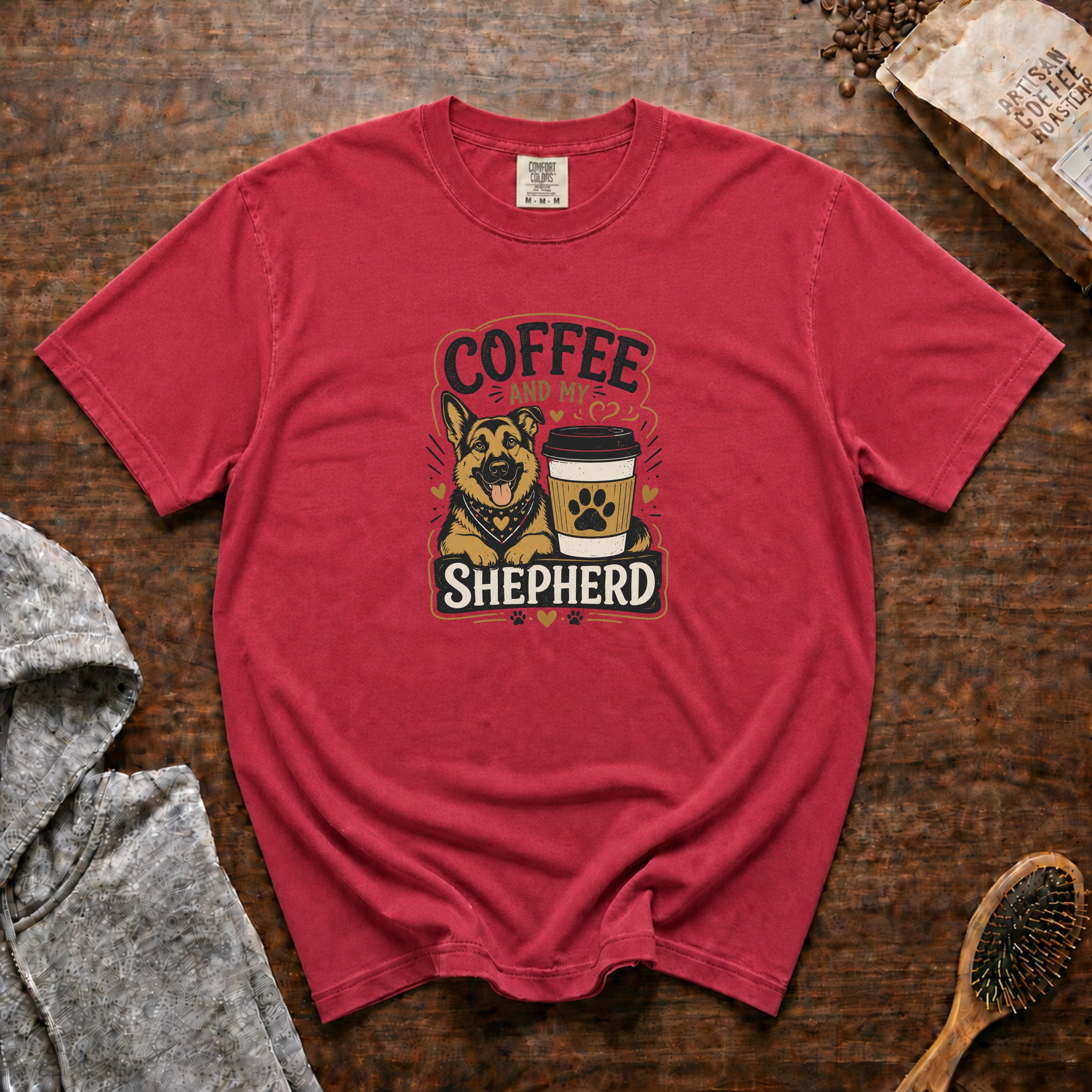Coffee And My Shepherd T-Shirt — Crimson