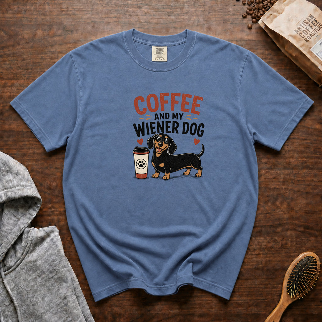 Coffee And My Weiner Dog T-Shirt — Blue Jean