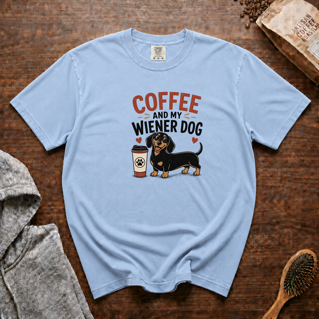 Coffee And My Weiner Dog T-Shirt — Chambray