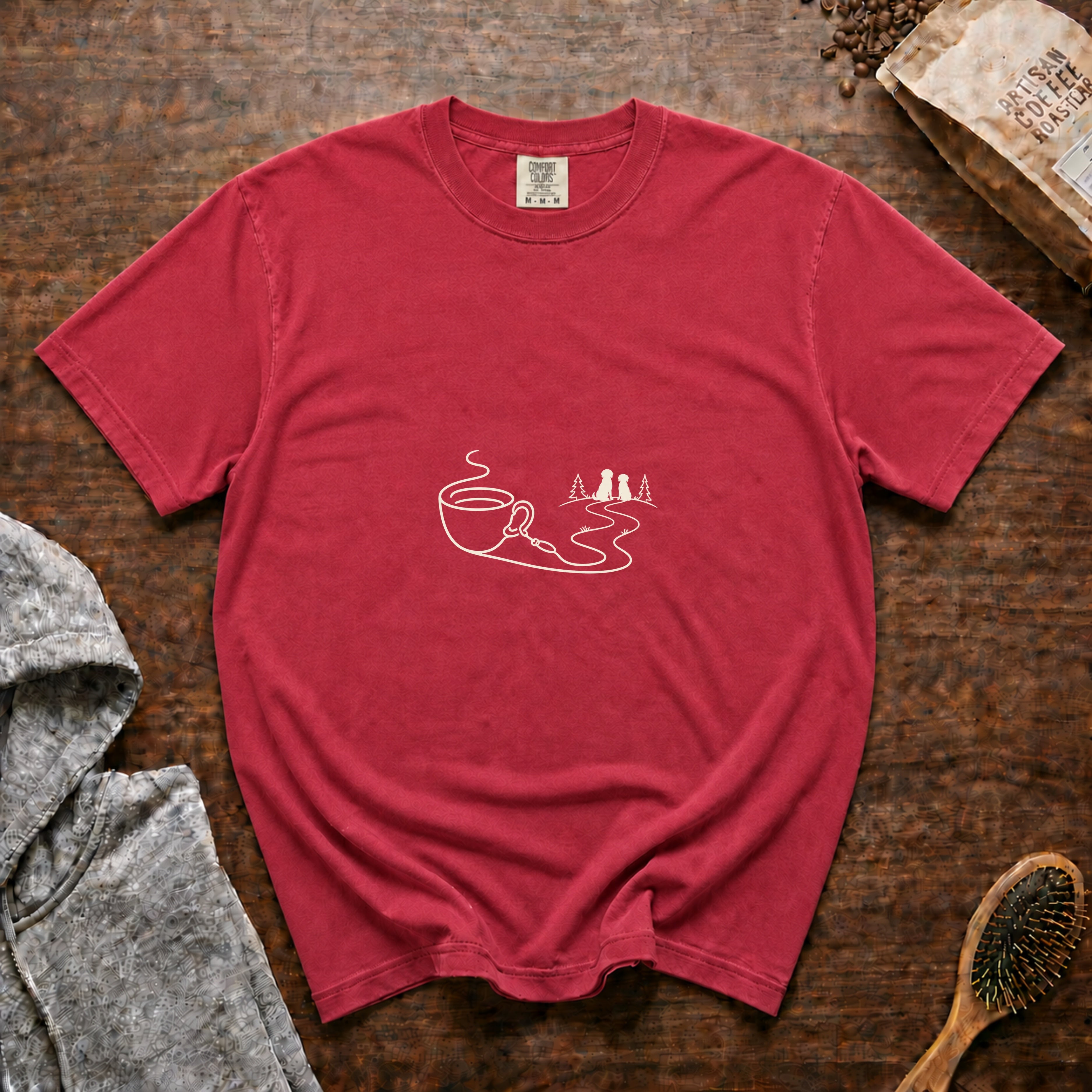 Coffee Leash Trail 2 T-Shirt — Crimson