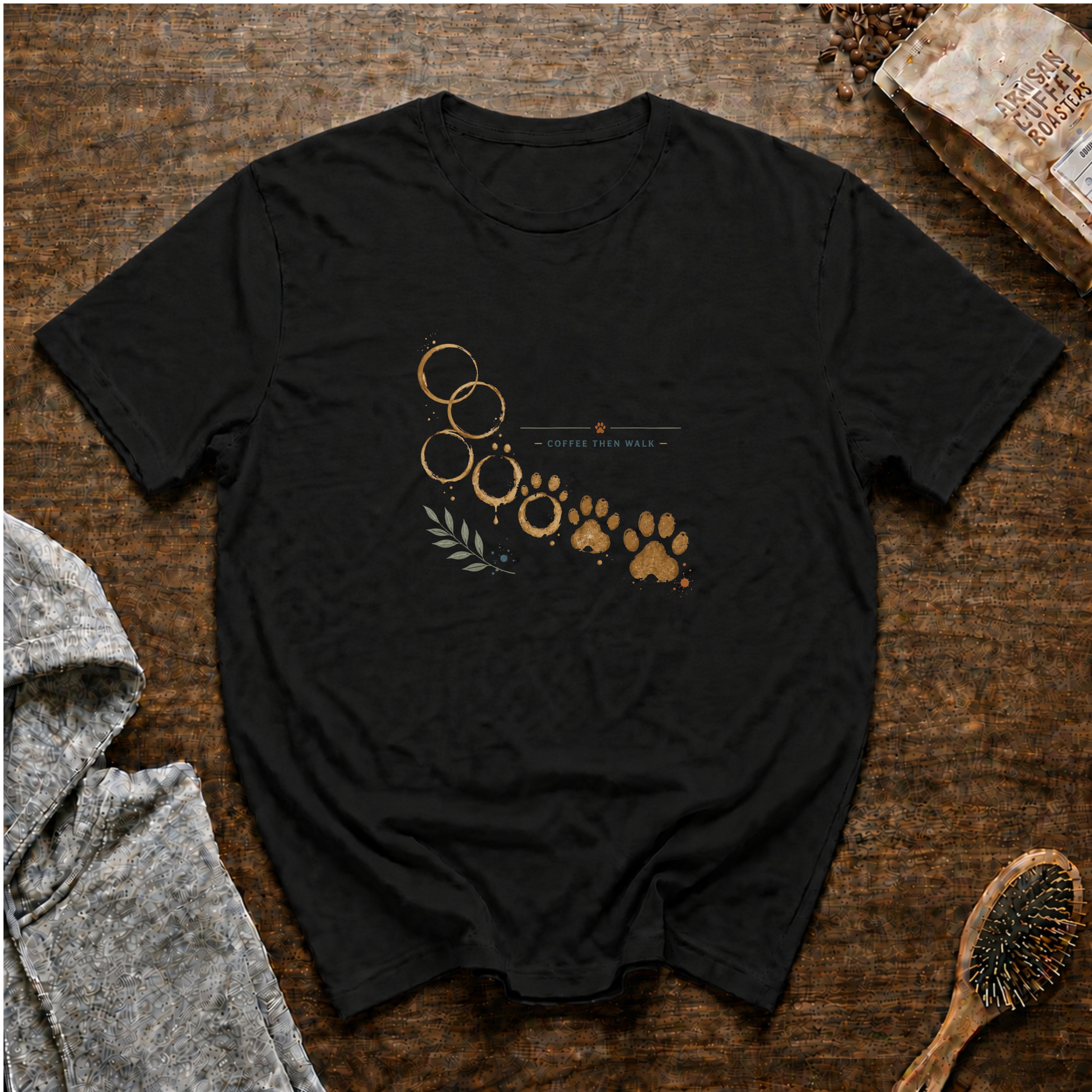 Coffee Then Walk T-Shirt — Black