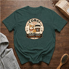 Corgi Coffee Club T-Shirt — Blue Spruce