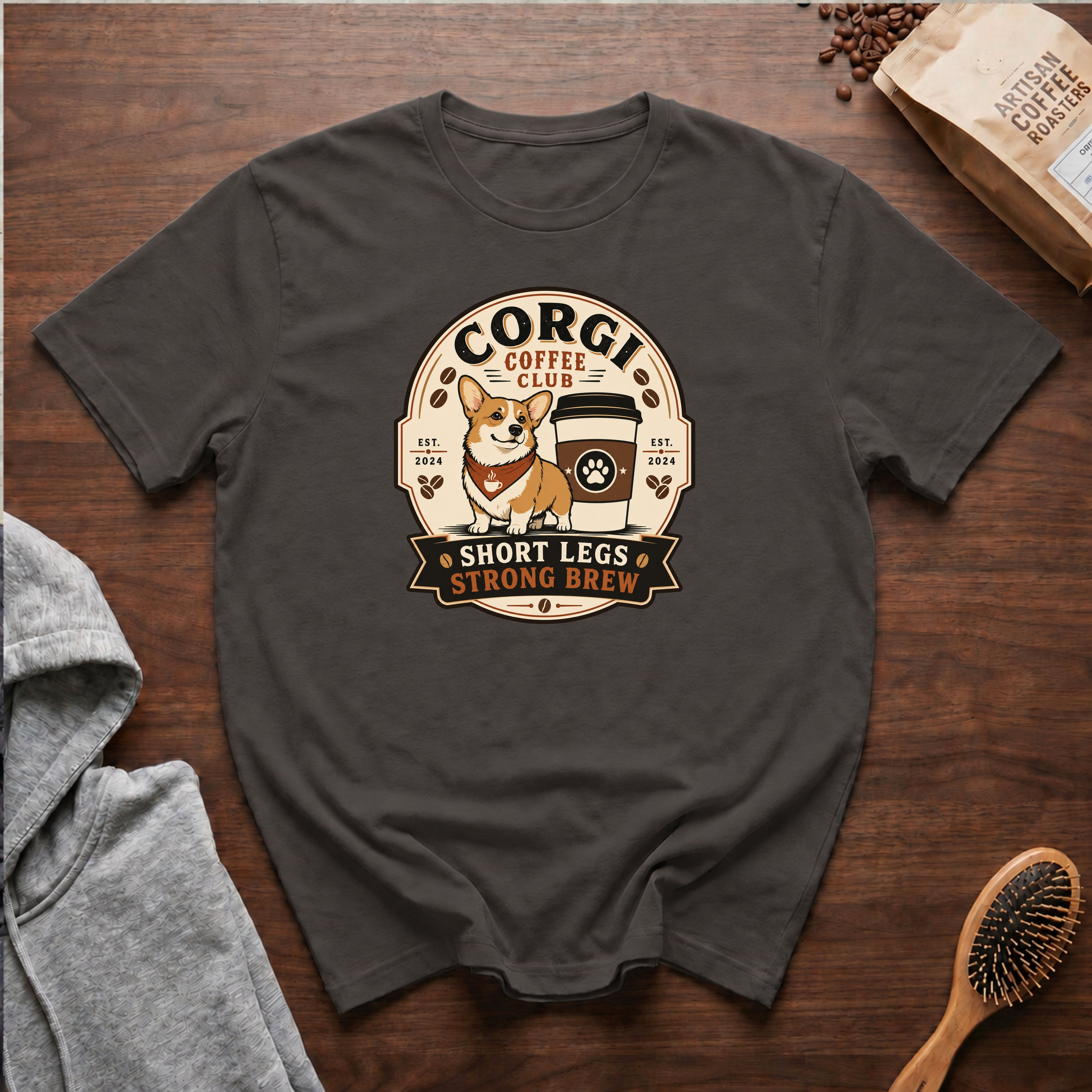 Corgi Coffee Club T-Shirt — Pepper
