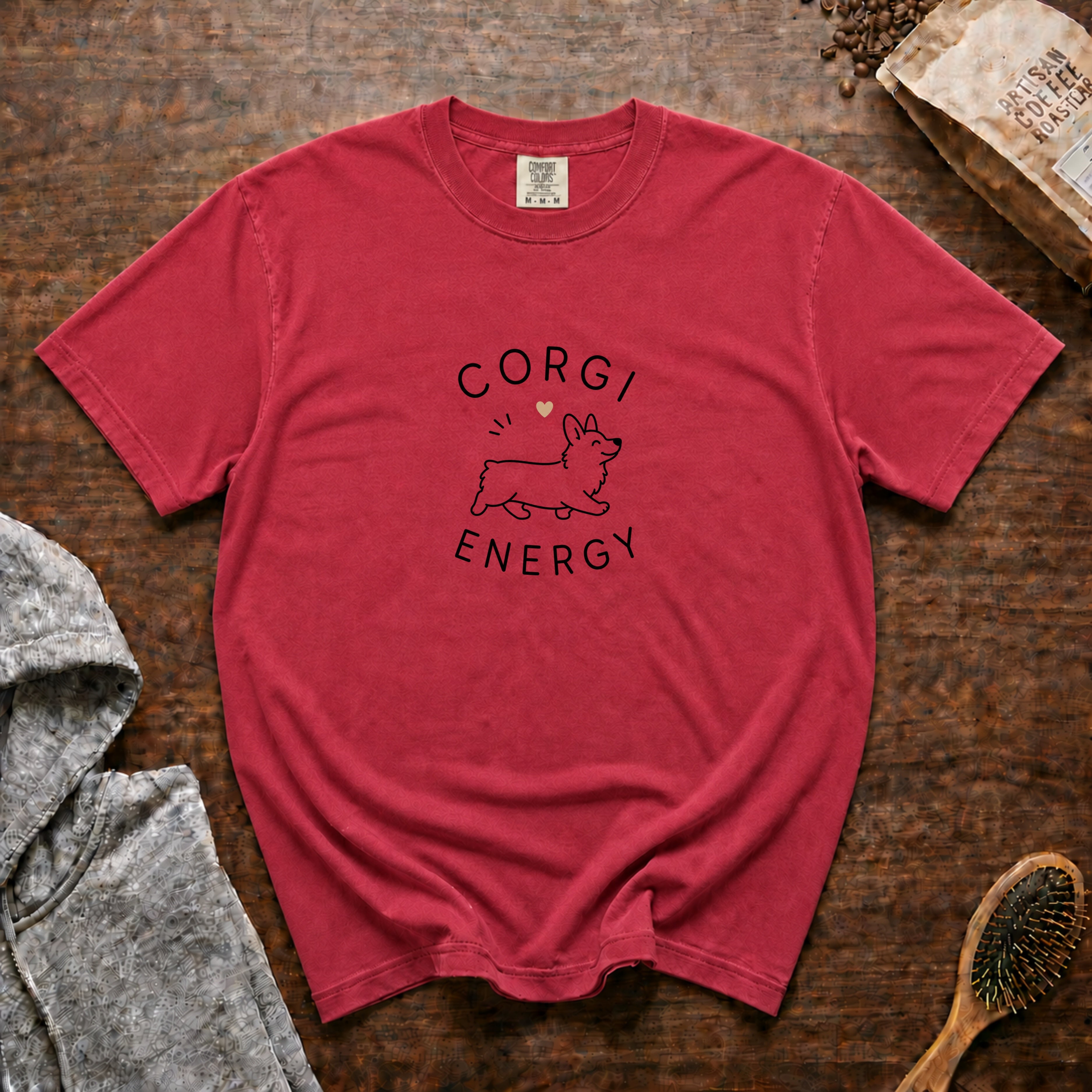 Corgi Energy T-Shirt — Crimson