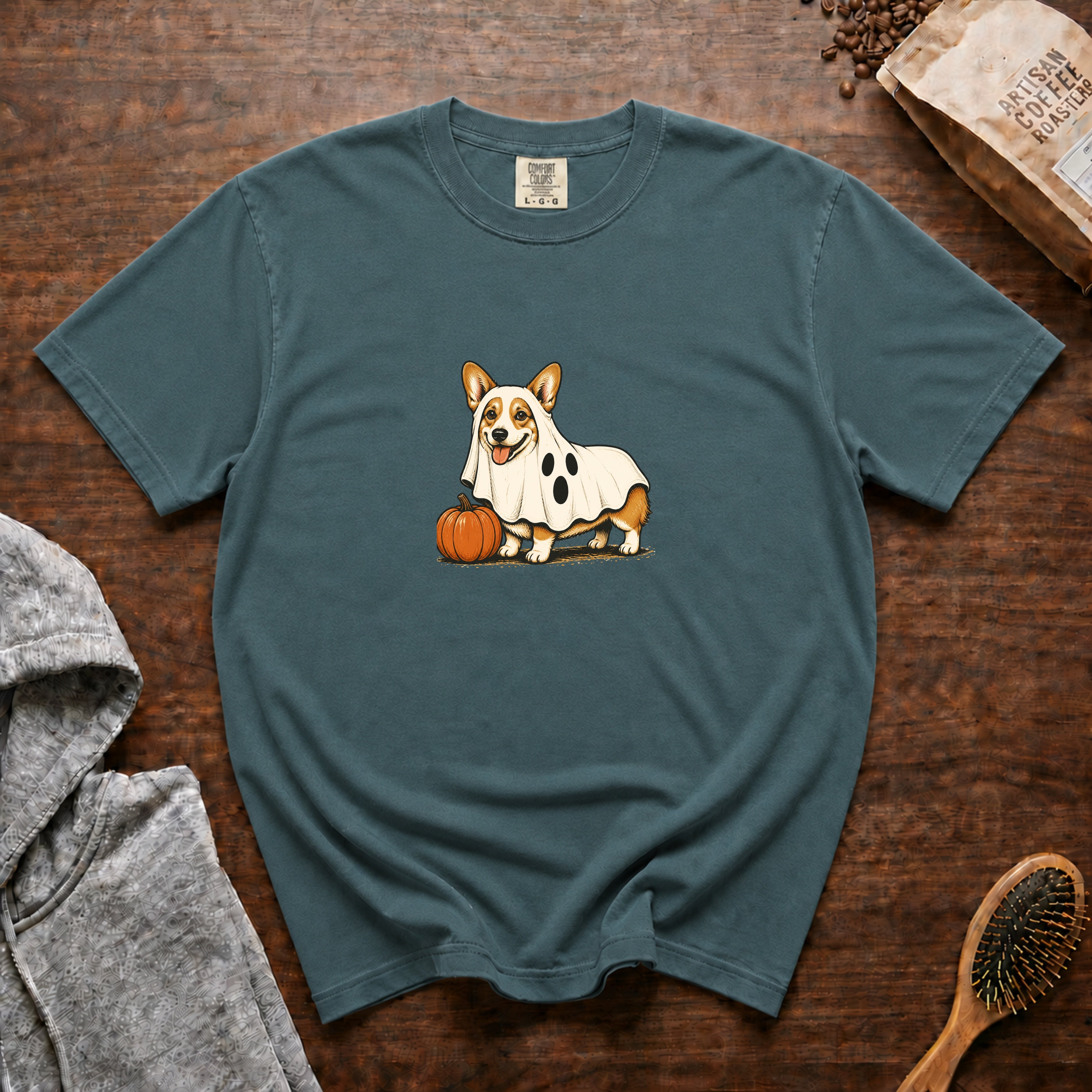 Corgi Halloween T-Shirt — Blue Spruce