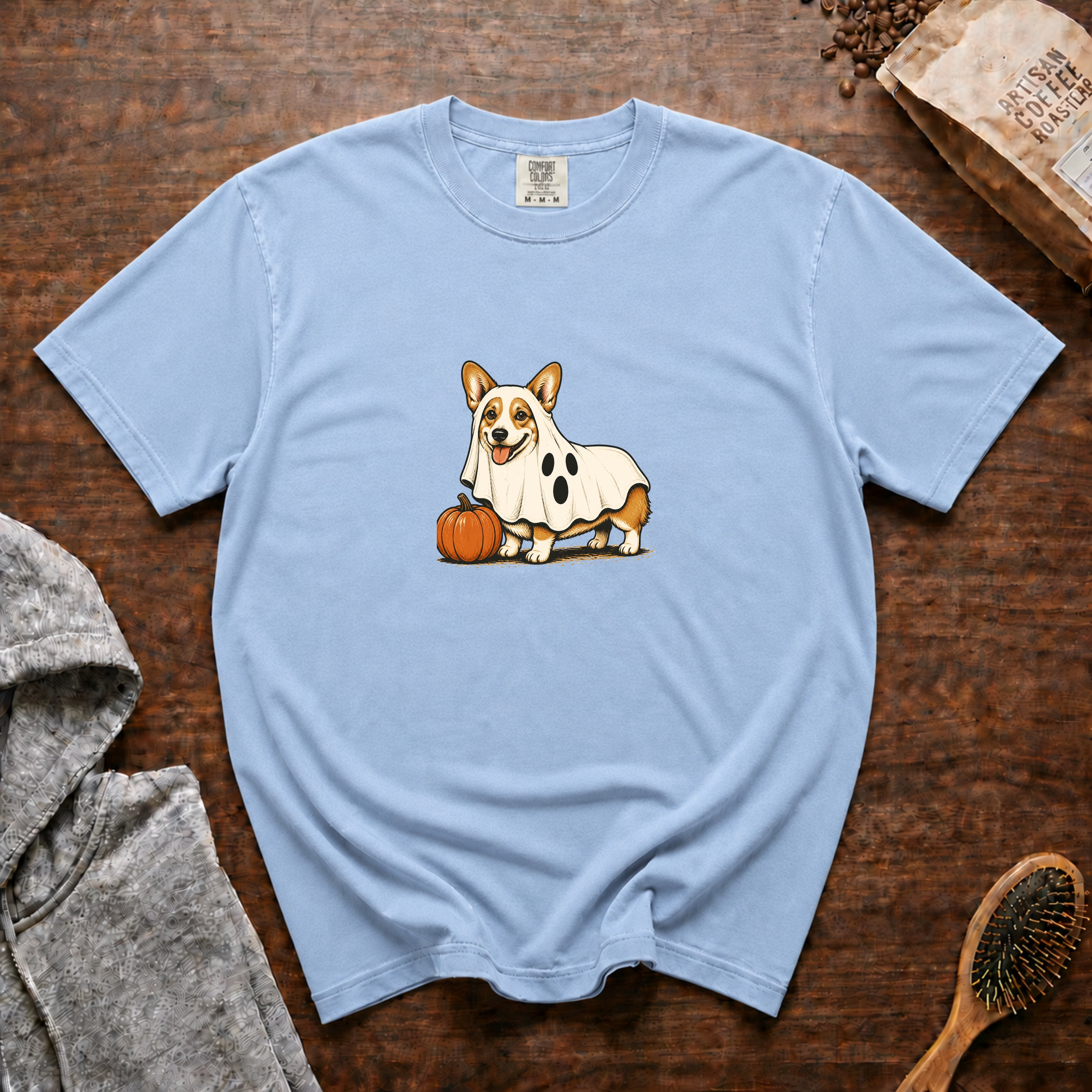 Corgi Halloween T-Shirt — Chambray