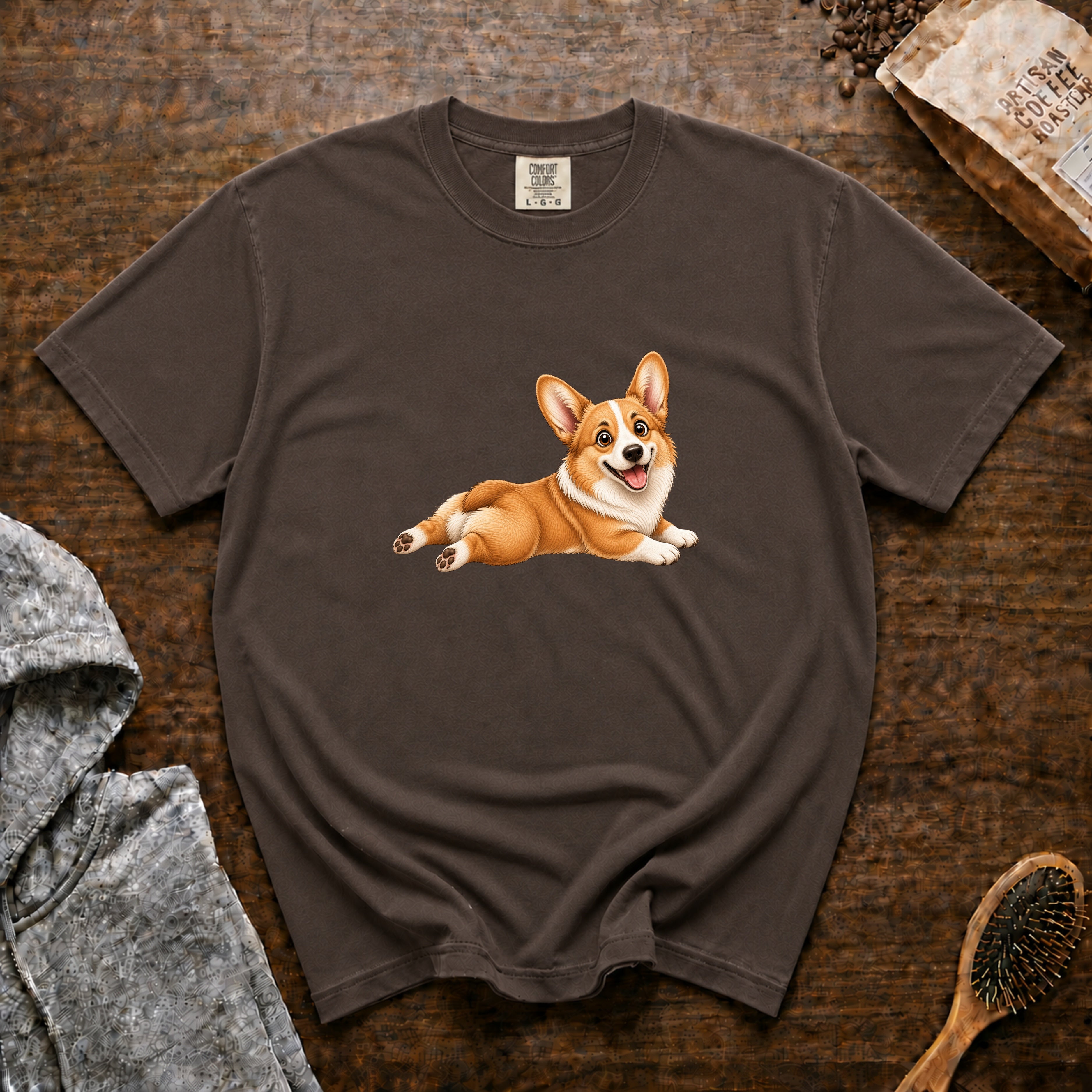 Corgi Sploot 1 T-Shirt — Espresso