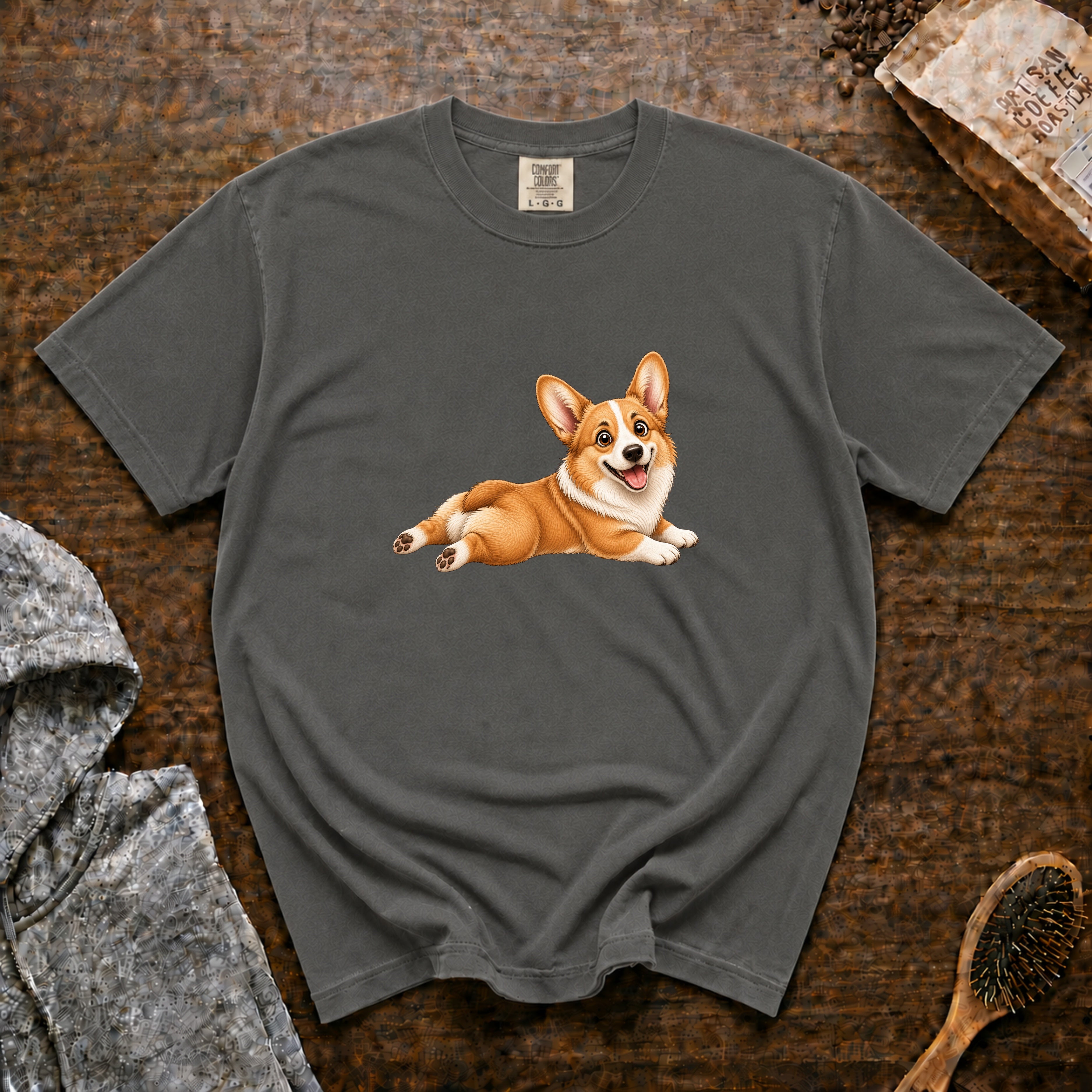 Corgi Sploot 1 T-Shirt — Pepper