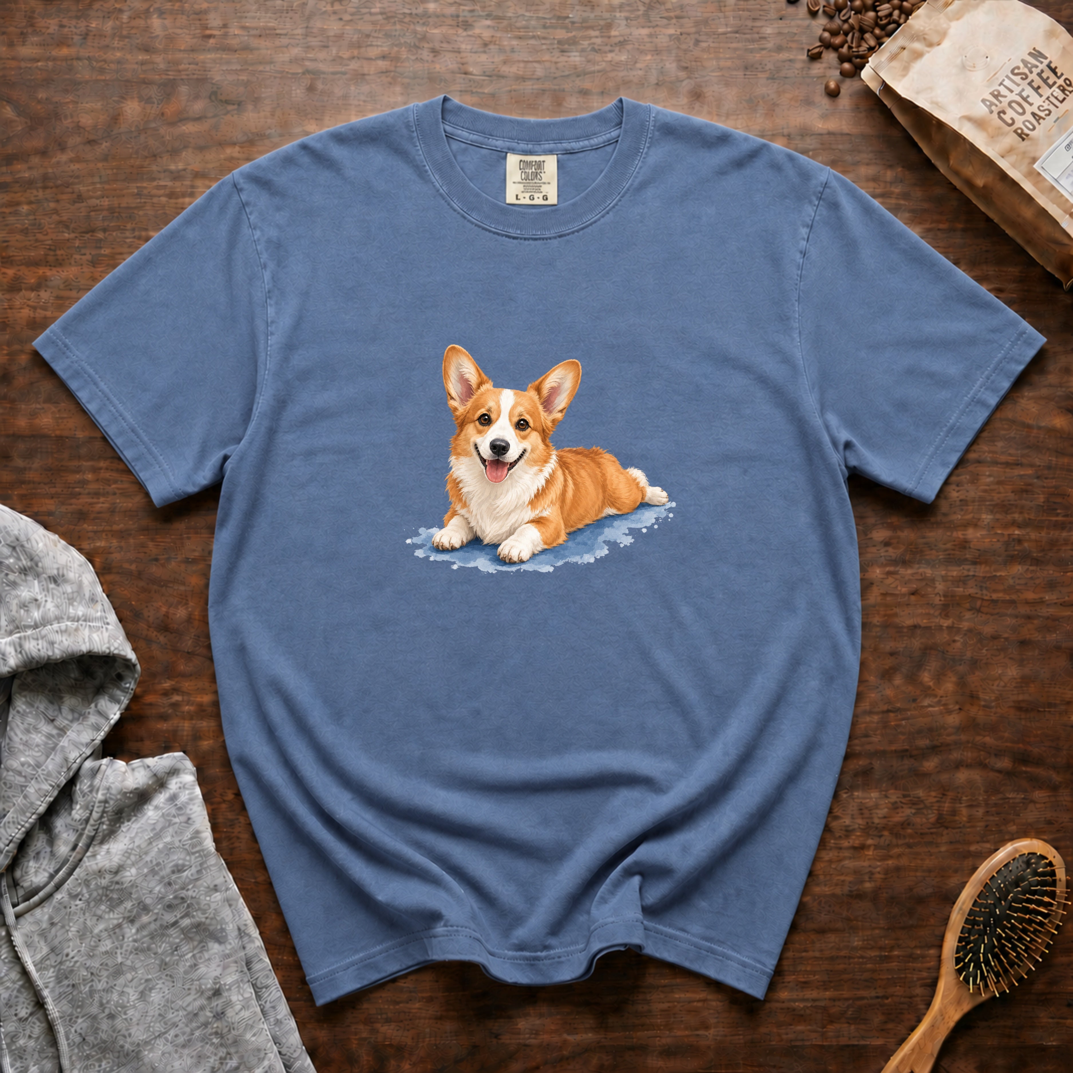 Corgi Sploot T-Shirt — Blue Jean