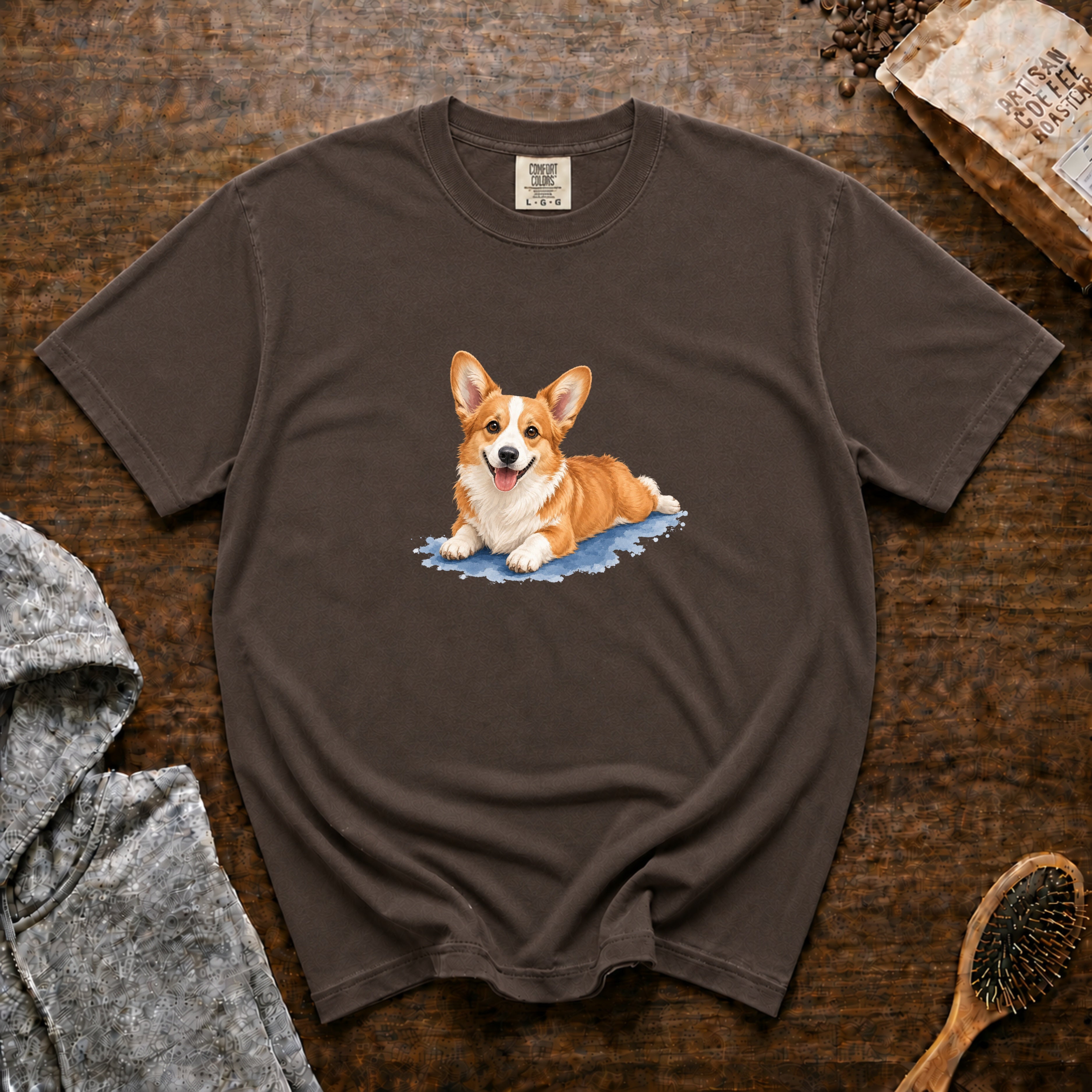 Corgi Sploot T-Shirt — Espresso