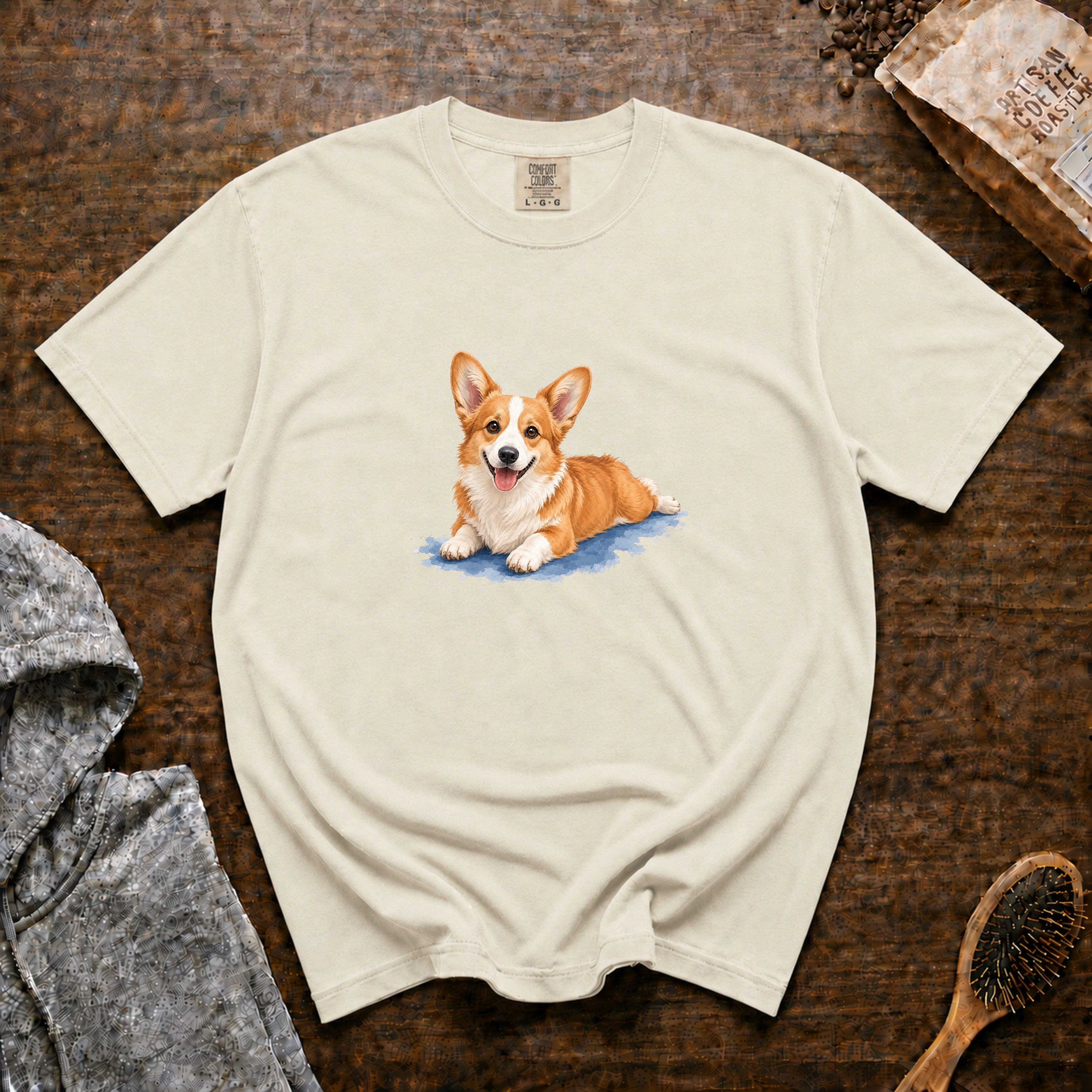Corgi Sploot T-Shirt — Ivory