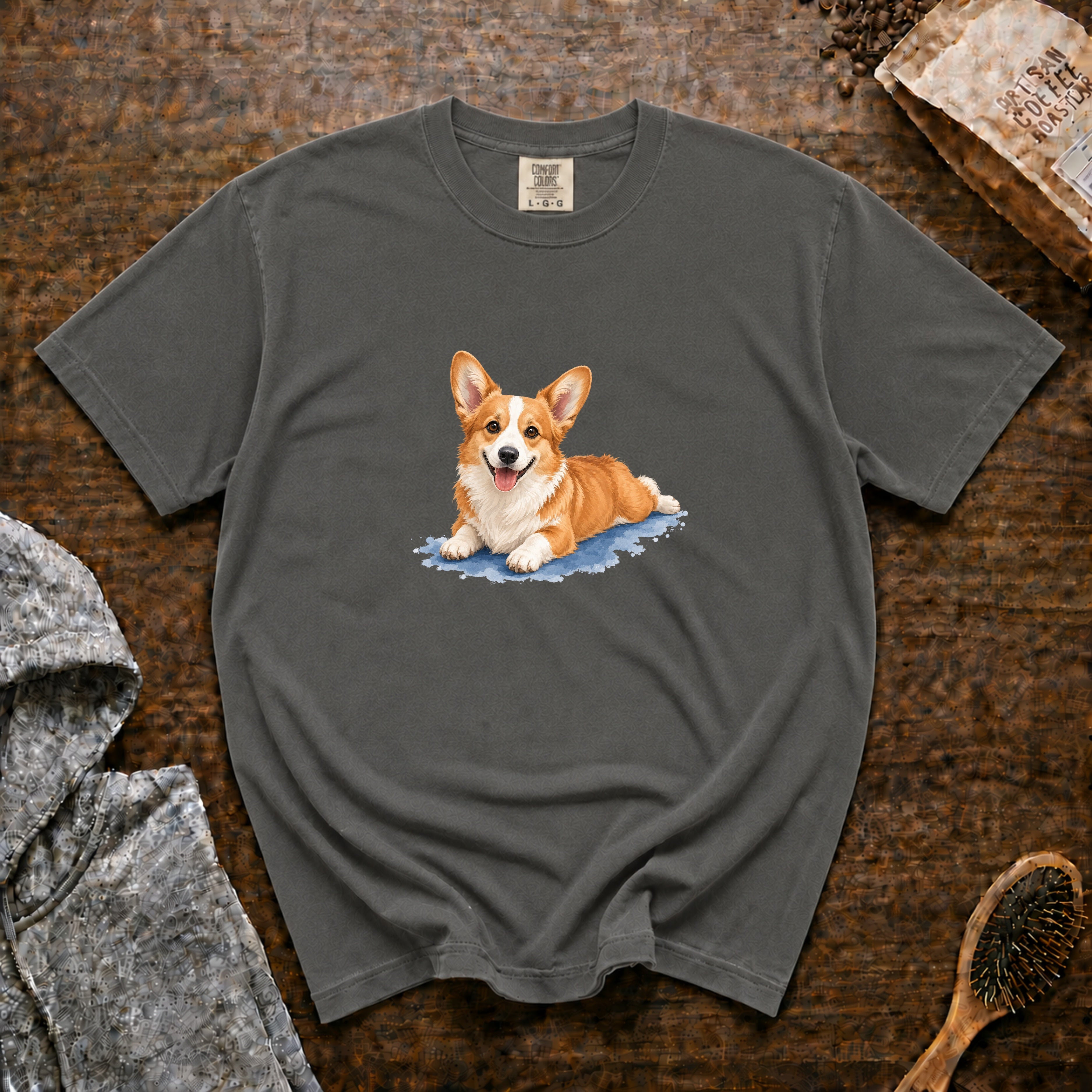 Corgi Sploot T-Shirt — Pepper