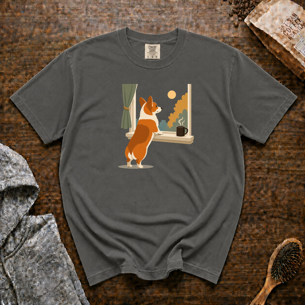 Corgie Window Watch T-Shirt — Pepper