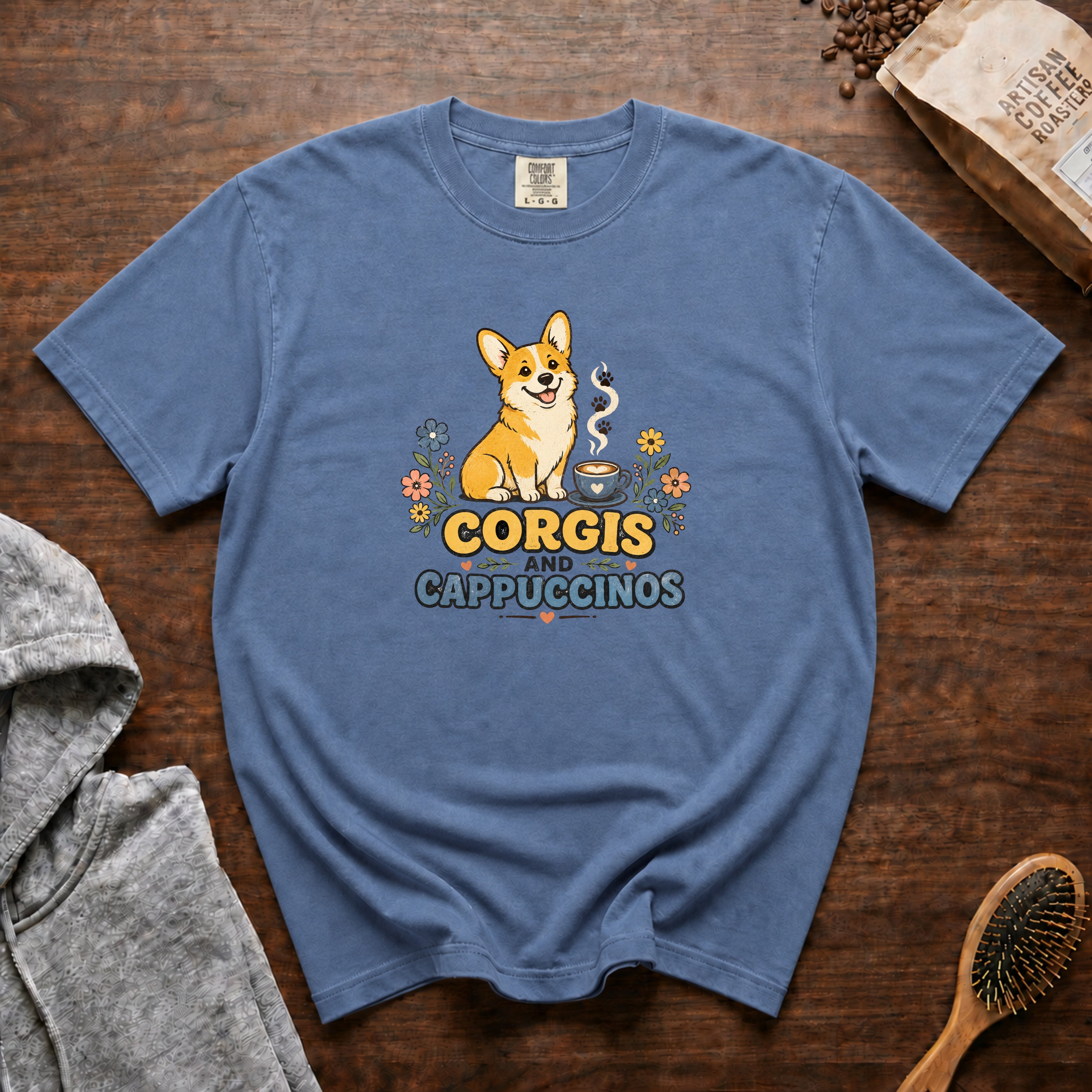 Corgis And Cappuccinos T-Shirt — Blue Jean